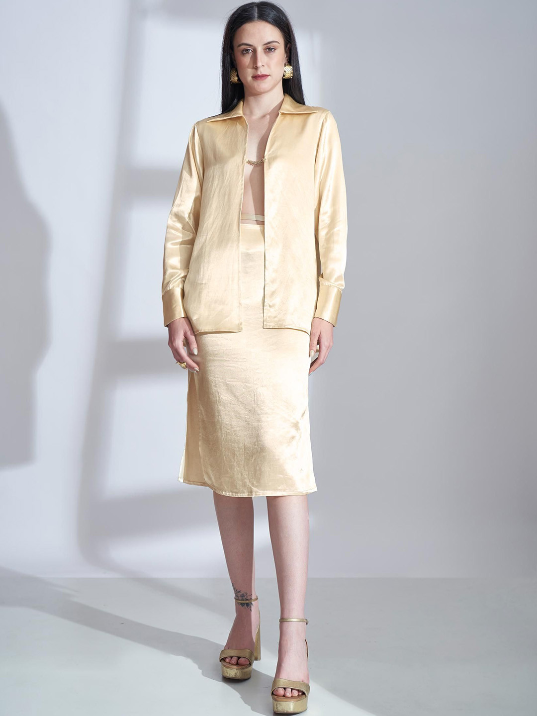 The Samoa Pencil Knee Length Skirt TS-BT-037-CR-Cream