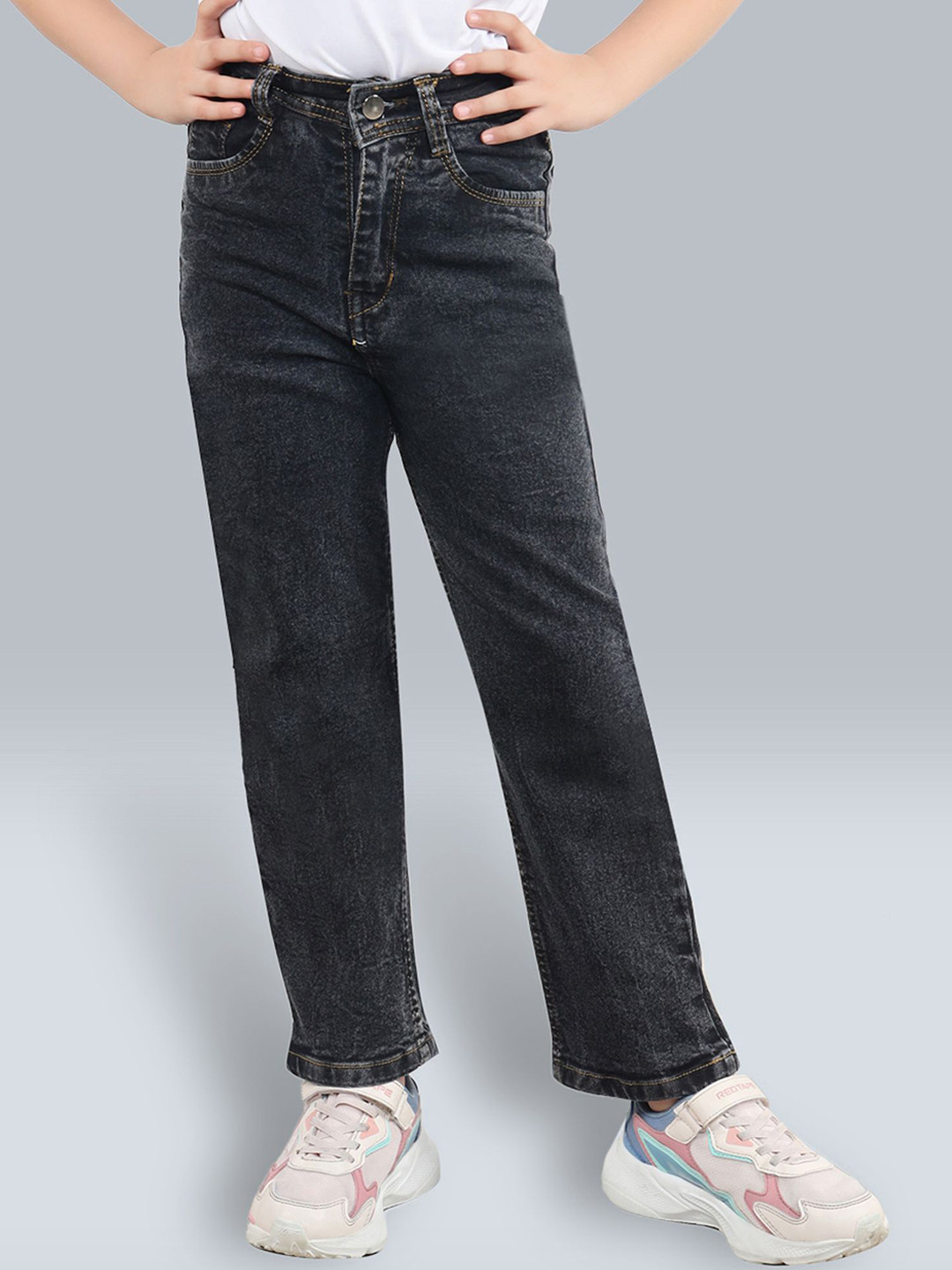 BAESD Girls Straight Fit Clean Look Ripped Jeans