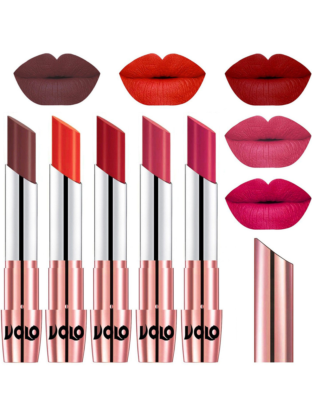 VOLO Set Of 5 Creme Matte Lipstick - 3.5 g Each - 34-39-40-41-44