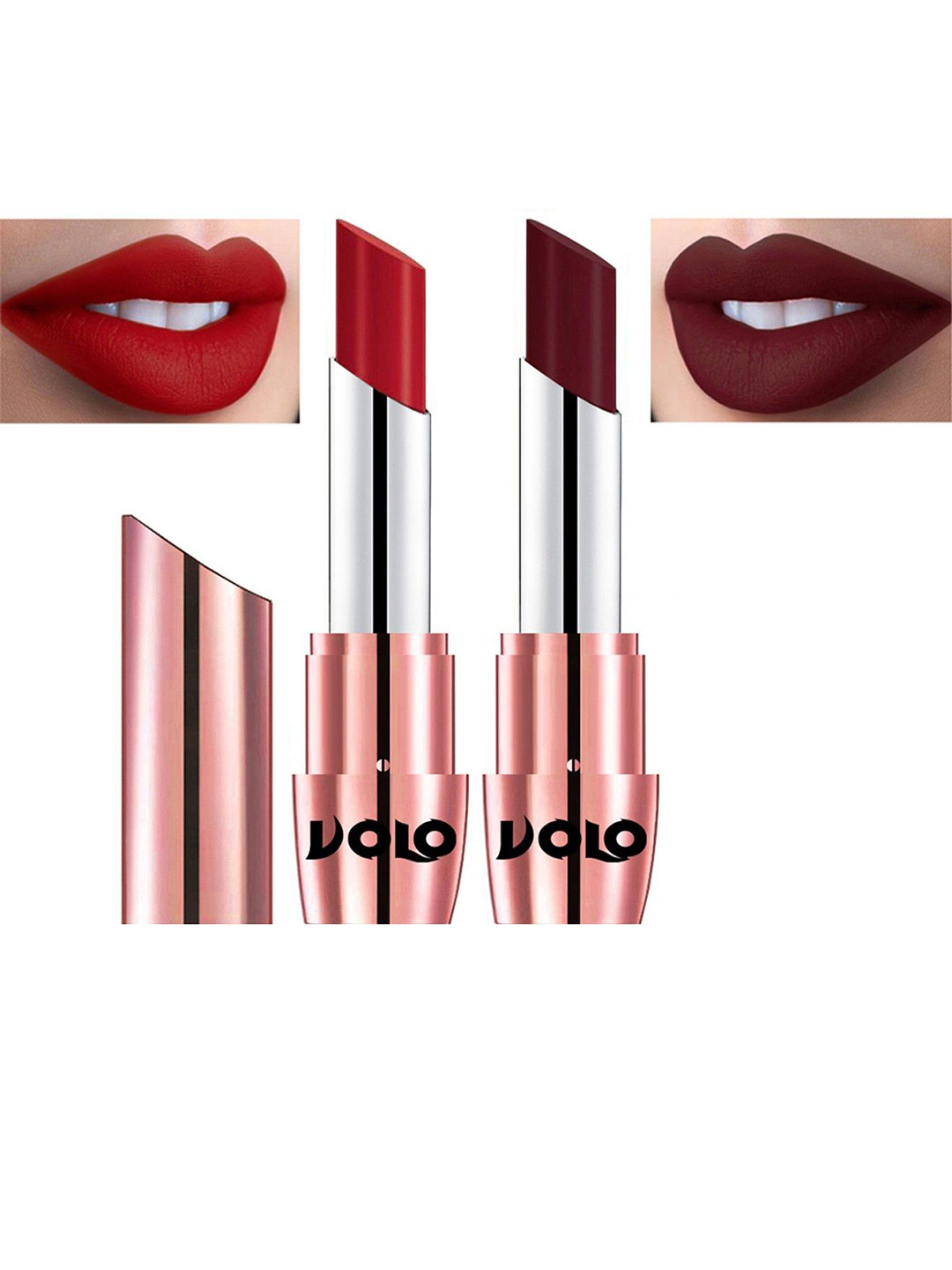 VOLO Set Of 2 Creme Matte Lipstick-3.5 g Each-640-Tomato Red 642-Maroon