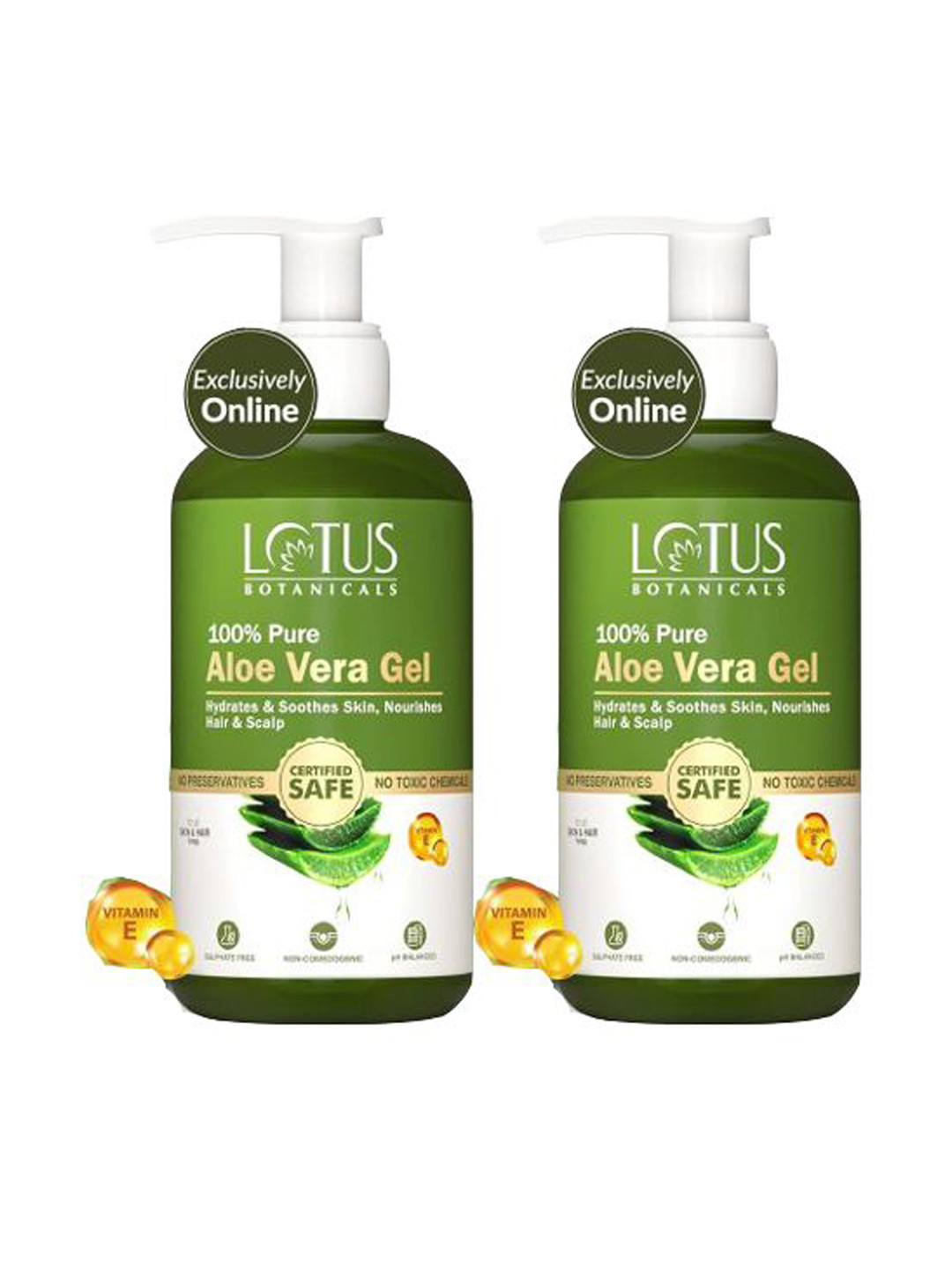 Lotus Botanicals Set Of 2 Soothing Gel With Pure Aloe Vera Gel & Vitamin E - 200 ml Each