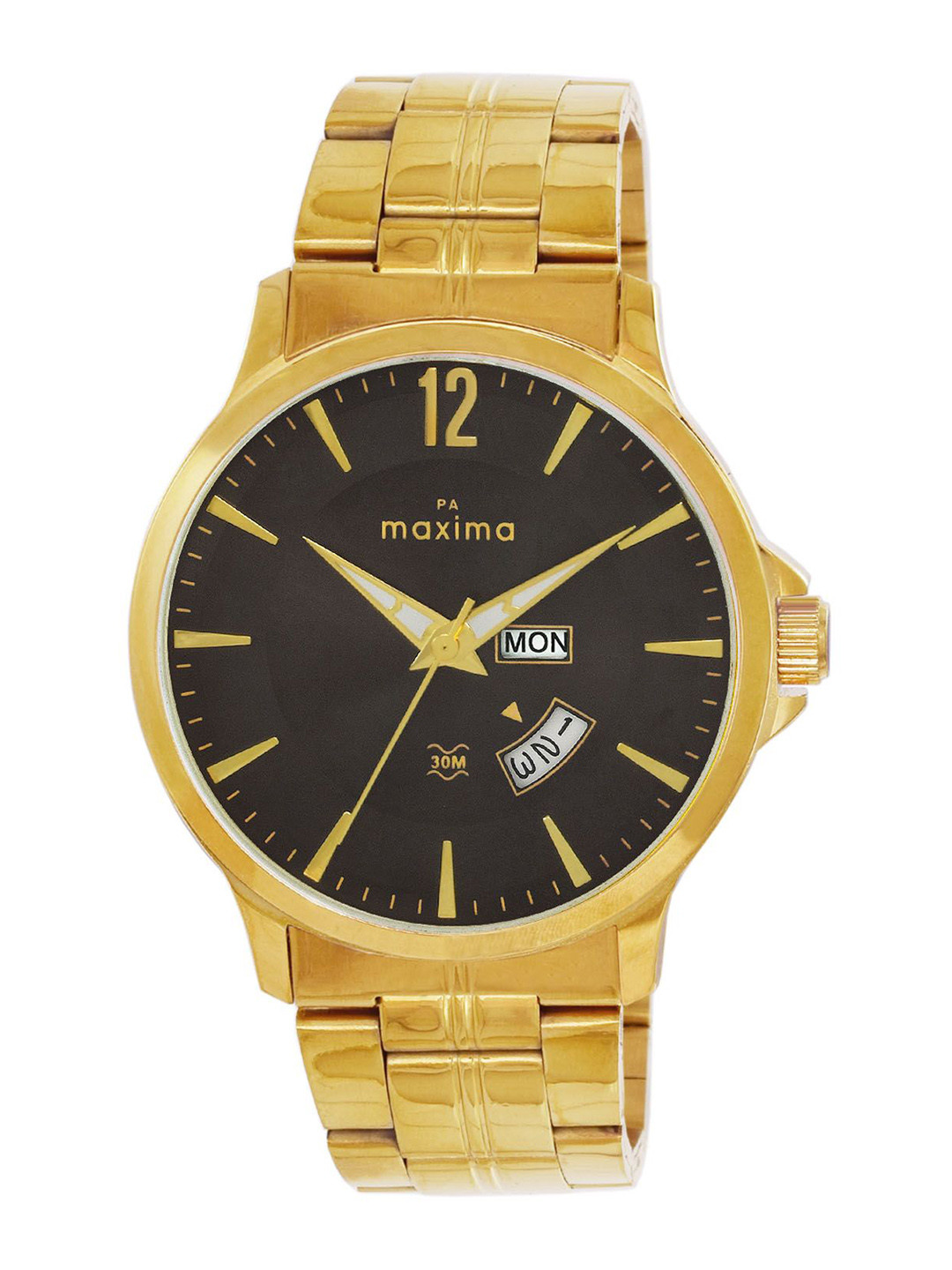 maxima Men Embellished Dial & Stainless Steel Straps Analogue Watch 68974CMGY
