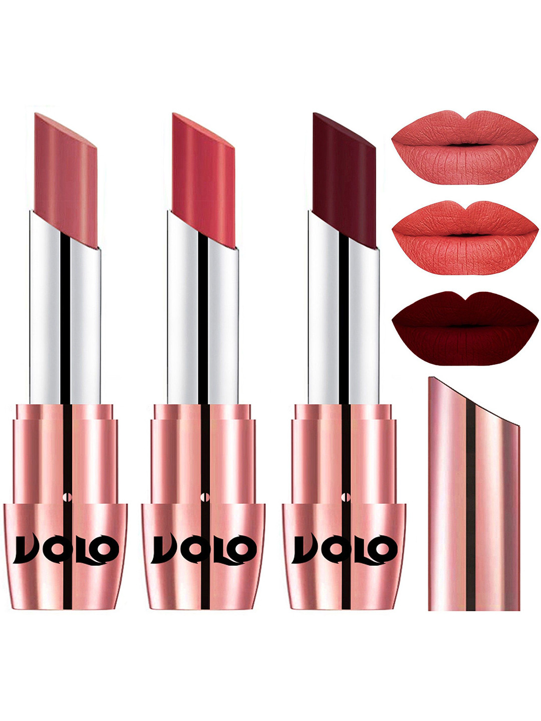 VOLO Set Of 3 Creme Matte Lipstick - 3.5 g Each - Shades 632-633-642