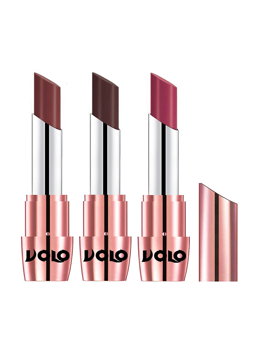 VOLO Set Of 3 Creme Matte Lipstick 3.5g Each - Coffee 634-Chocolate 635-Rose Pink 638