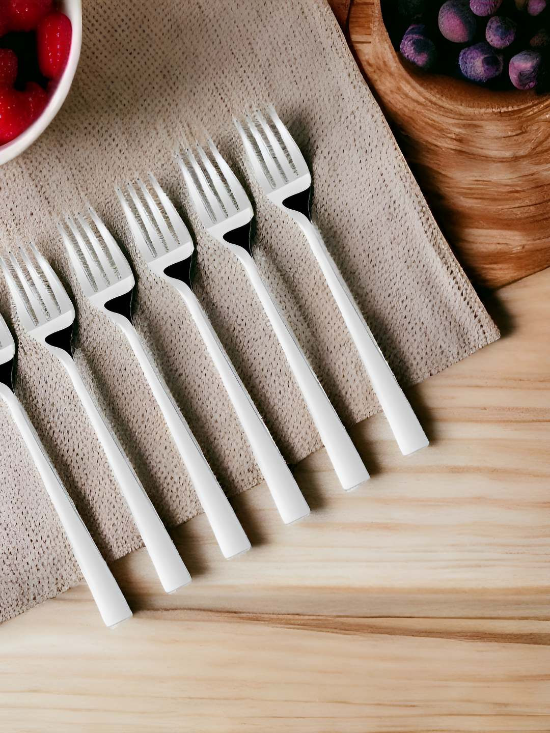 FNS Slimline Silver Toned 6 Pieces Stainless Steel Fruit Forks