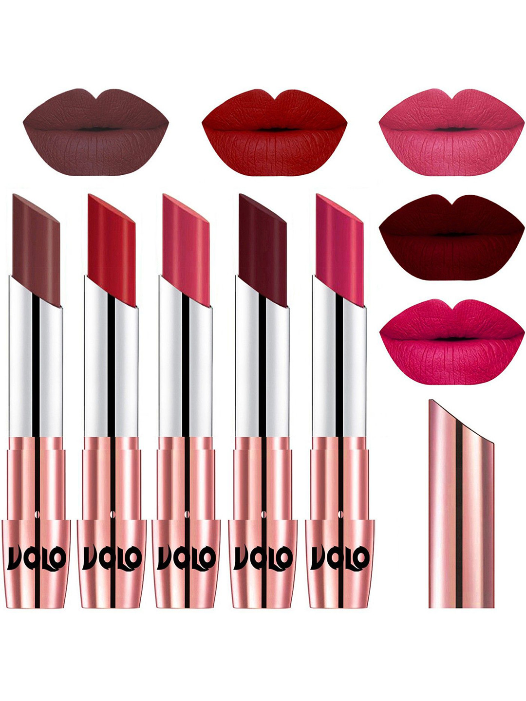 VOLO Set Of 5 Creme Matte Lipstick - 3.5g Each - 34-40-41-42-44