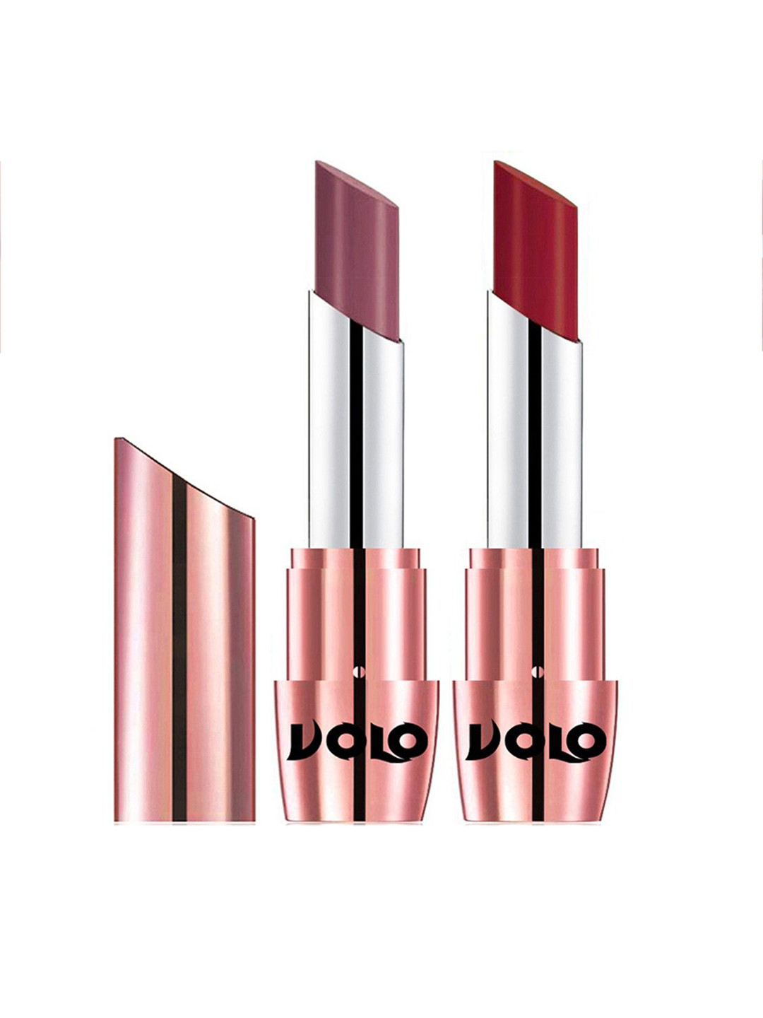 VOLO Set Of 2 Creme Matte Lipstick - 3.5 g Each - Plum-636 & Red - 643