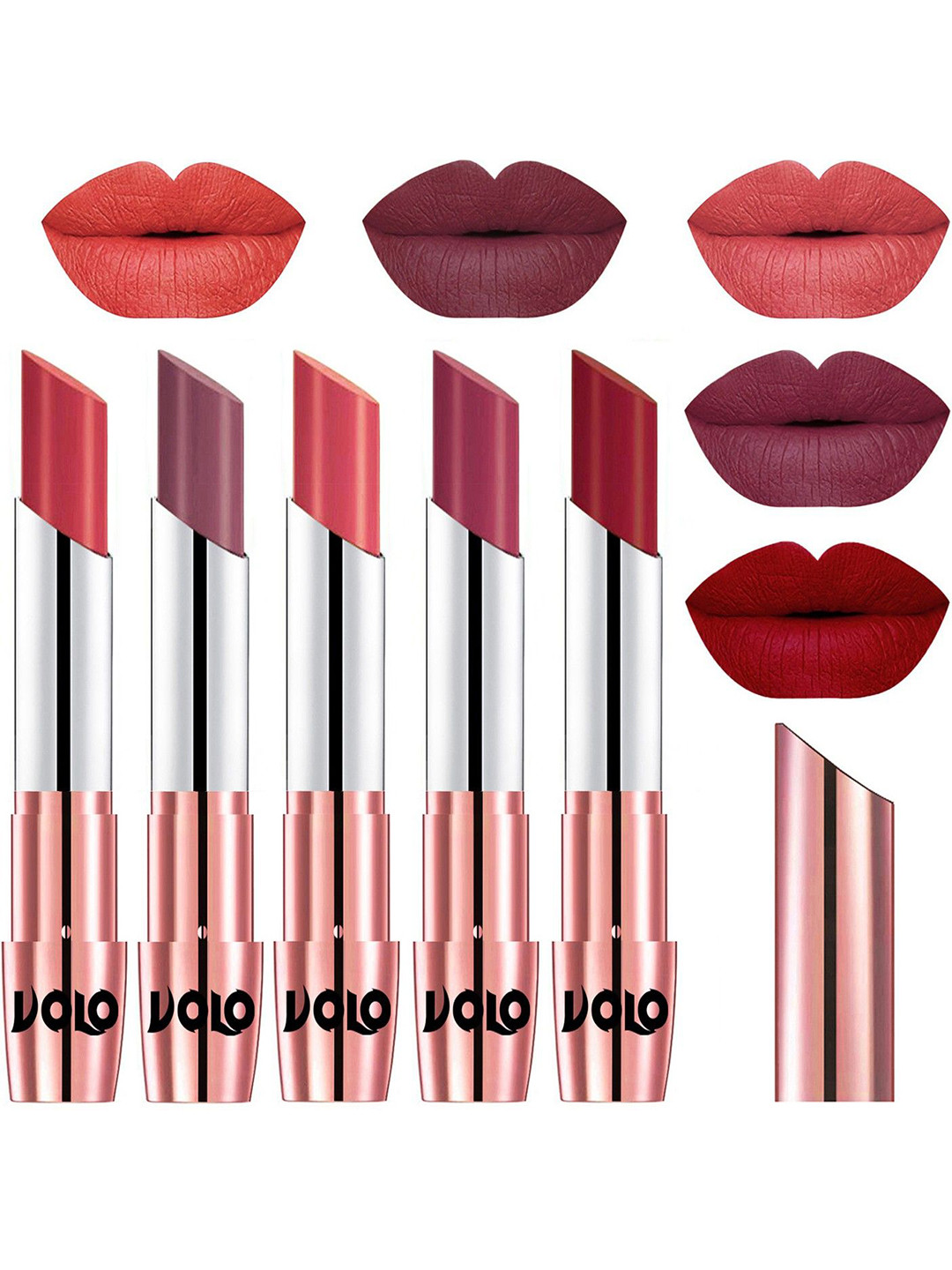 VOLO Set Of 5 Creme Matte Lipstick - 3.5g Each - 33-36-37-38-43