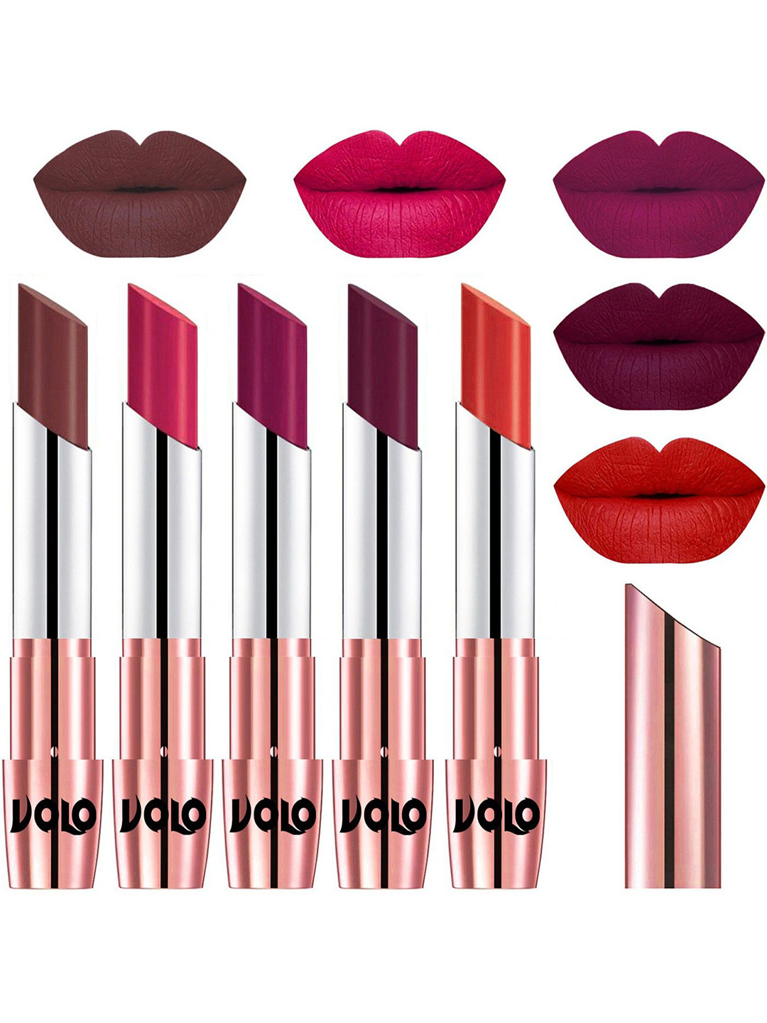 VOLO Set Of 5 Creme Matte Lipstick - 3.5 g Each - 34-44-45-47-49