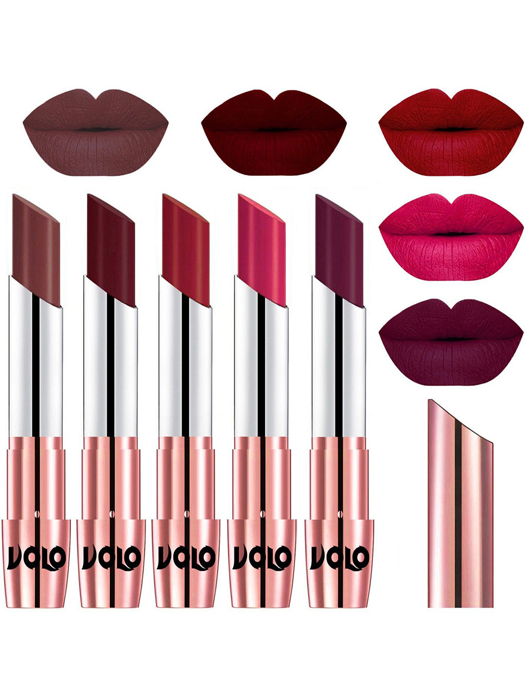 VOLO Set Of 5 Creme Matte Lipstick - 3.5 g Each - 34-42-43-44-47