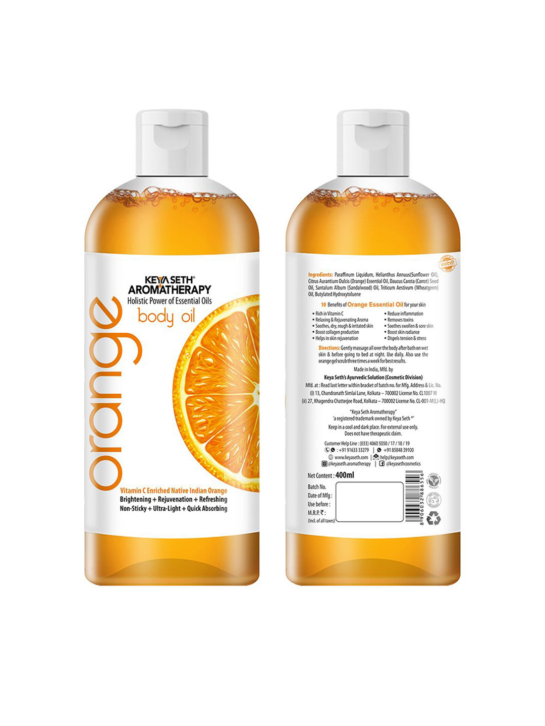 KEYA SETH AROMATHERAPY  Aromatherapy Skin Defence Orange Body Oil-400ml