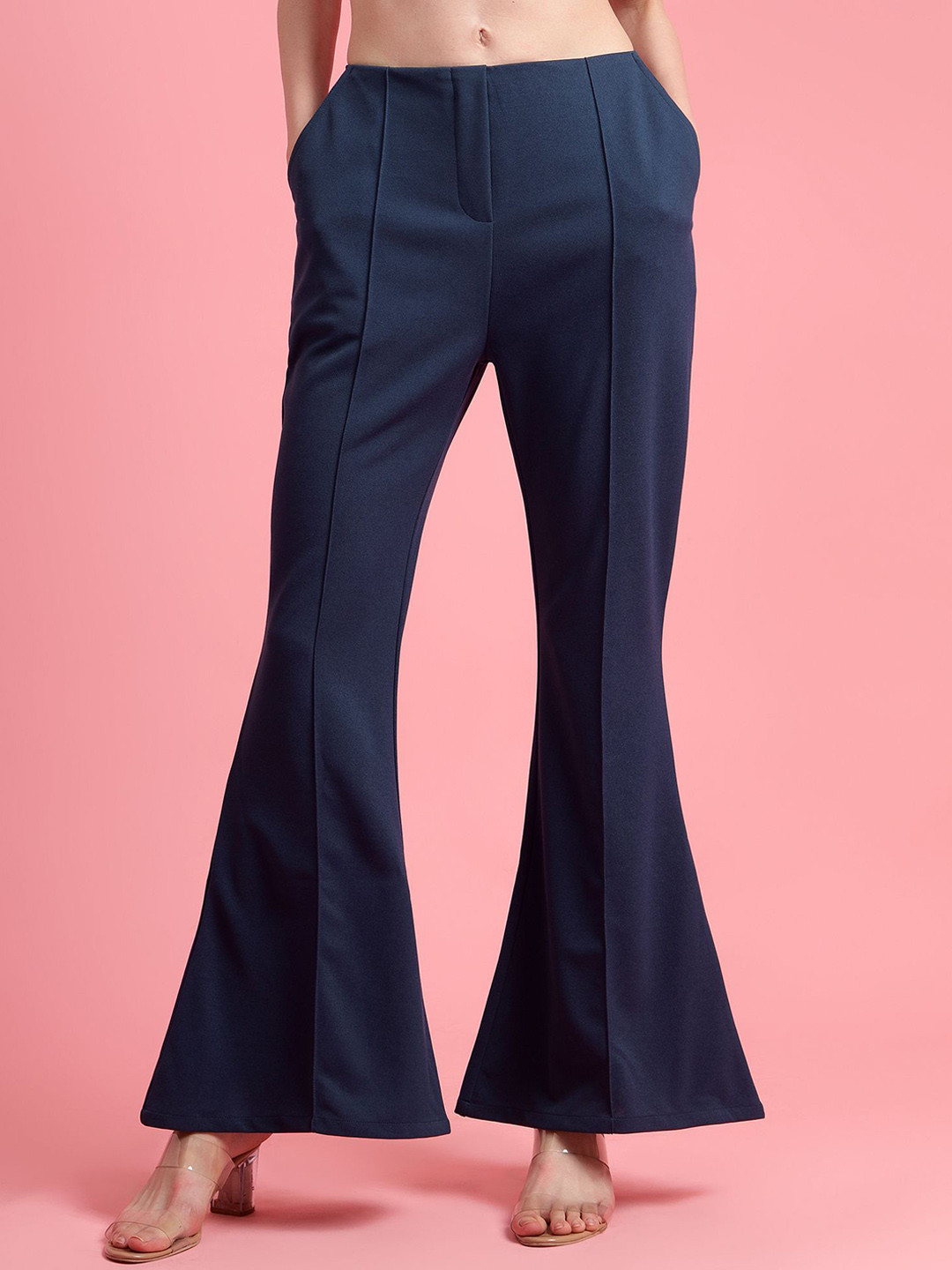 Golden Kite Women Smart High-Rise Wrinkle Free Pleated Wide Leg Trousers