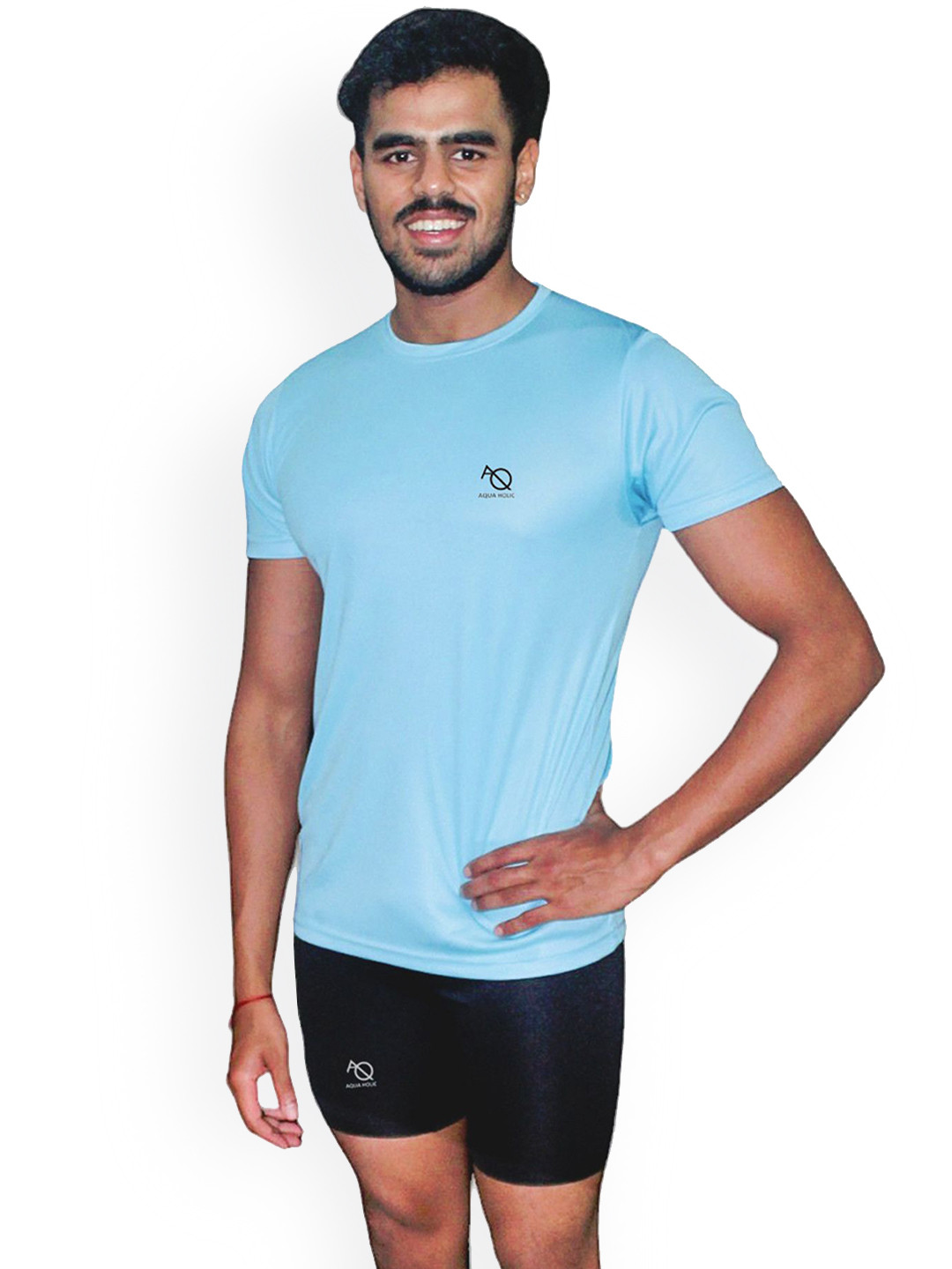 Aqua Holic Men Solid Round Neck Swim Set
