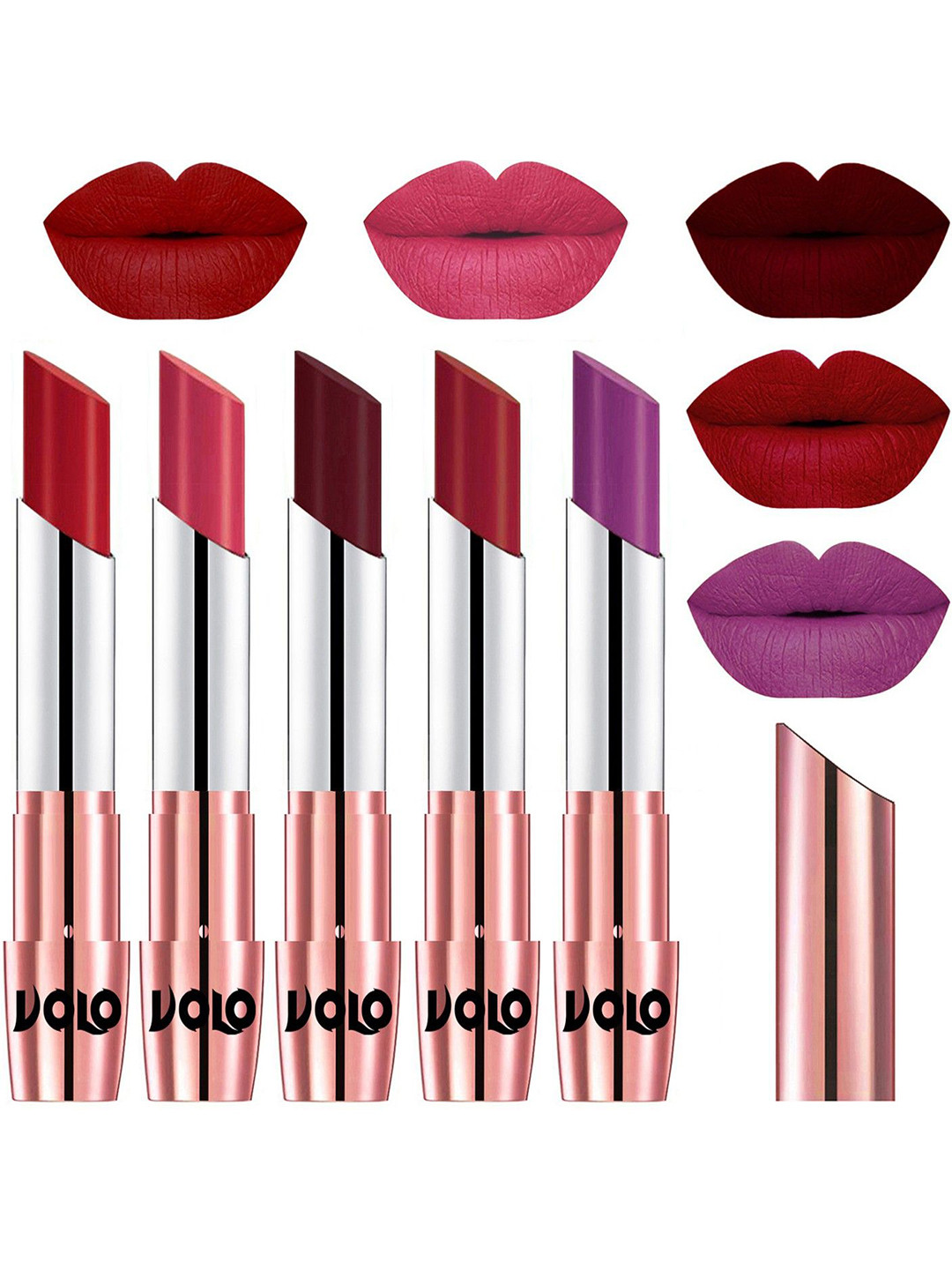 VOLO Set Of 5 Creme Matte Lipstick - 3.5 g Each - 40-41-42-43-48