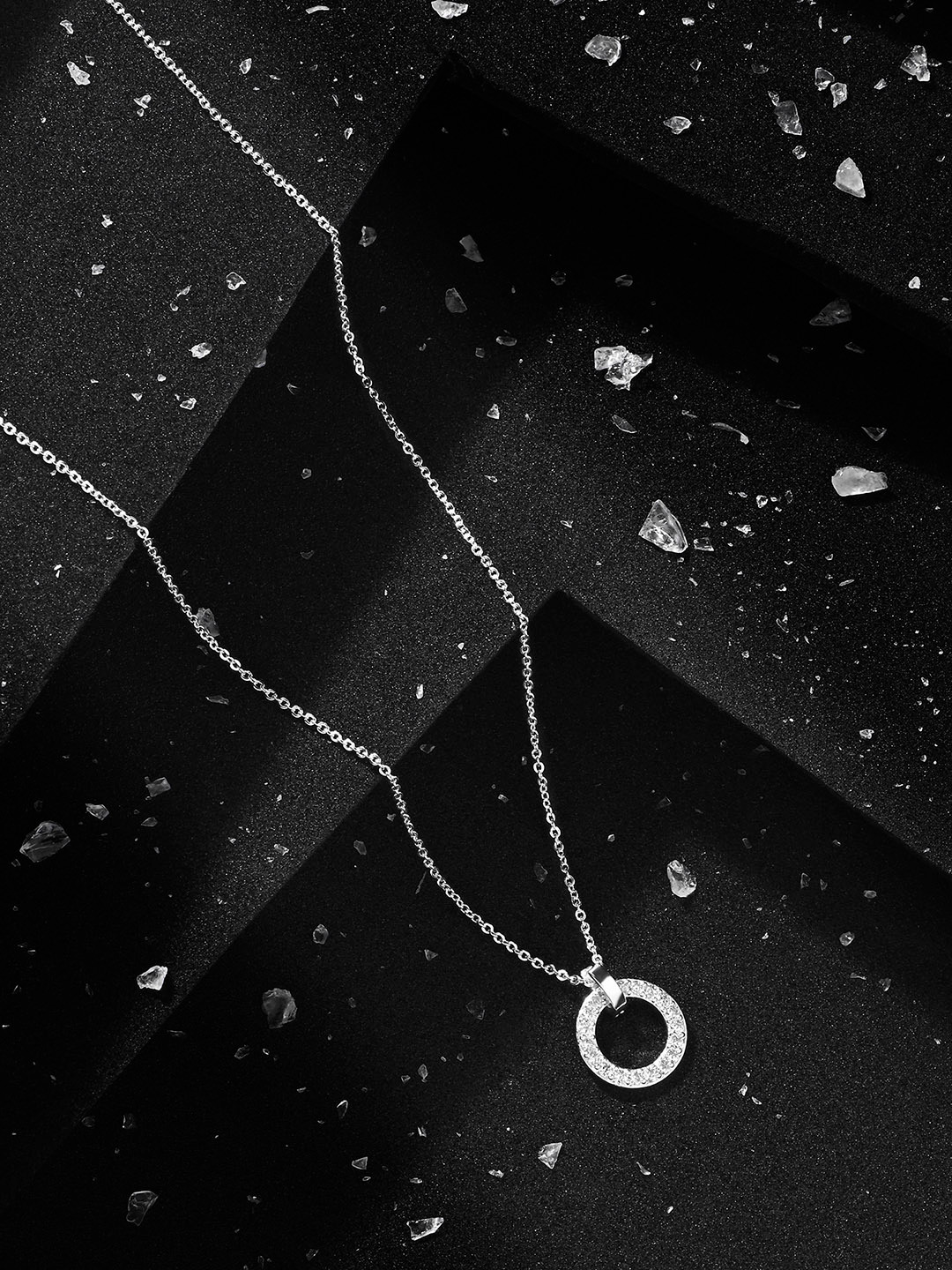 Accessorize London Sterling Silver-Plated Cubic Zirconia Circle Pendant With Chain