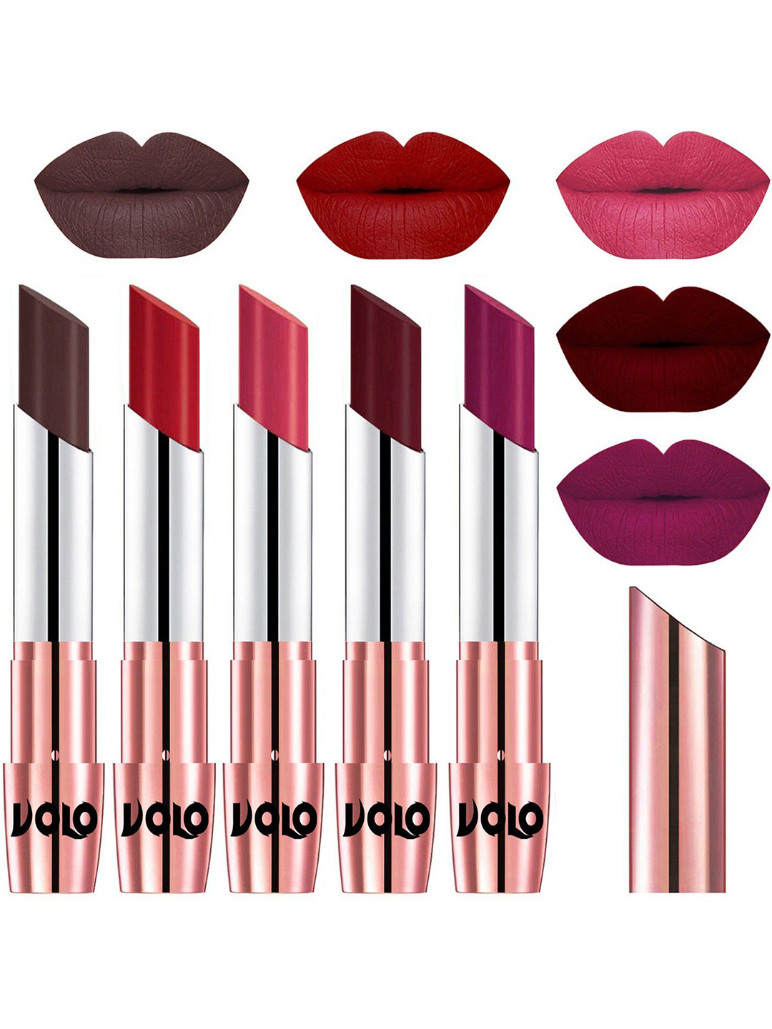VOLO Set Of 5 Creme Matte Lipstick - 3.5 g Each - 35-40-41-42-45
