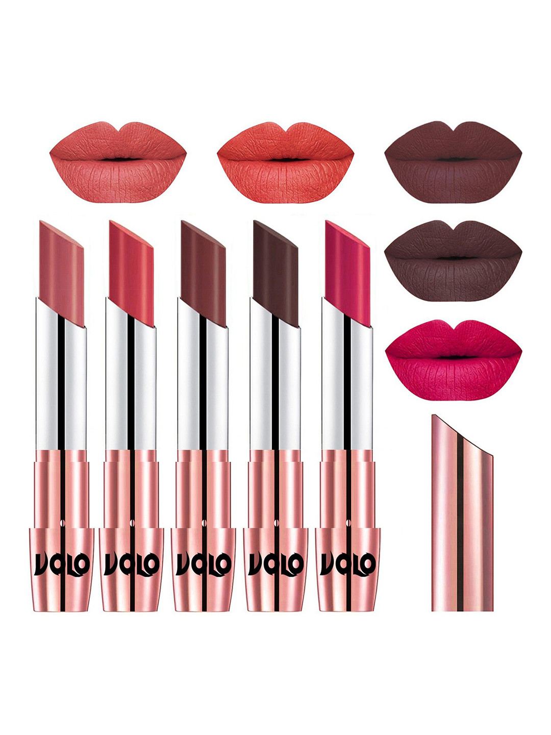 VOLO Set Of 5 Creme Matte Lipstick-3.5 g Each-32-33-34-35-44