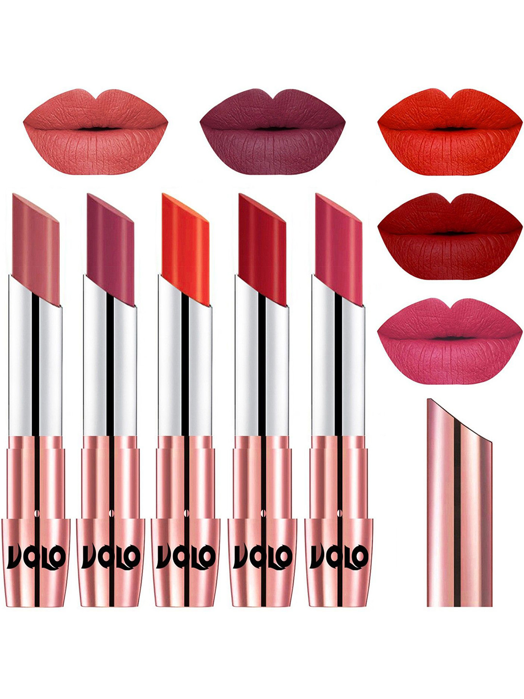 VOLO Set Of 5 Creme Matte Lipstick - 3.5g Each - 32-38-39-40-41