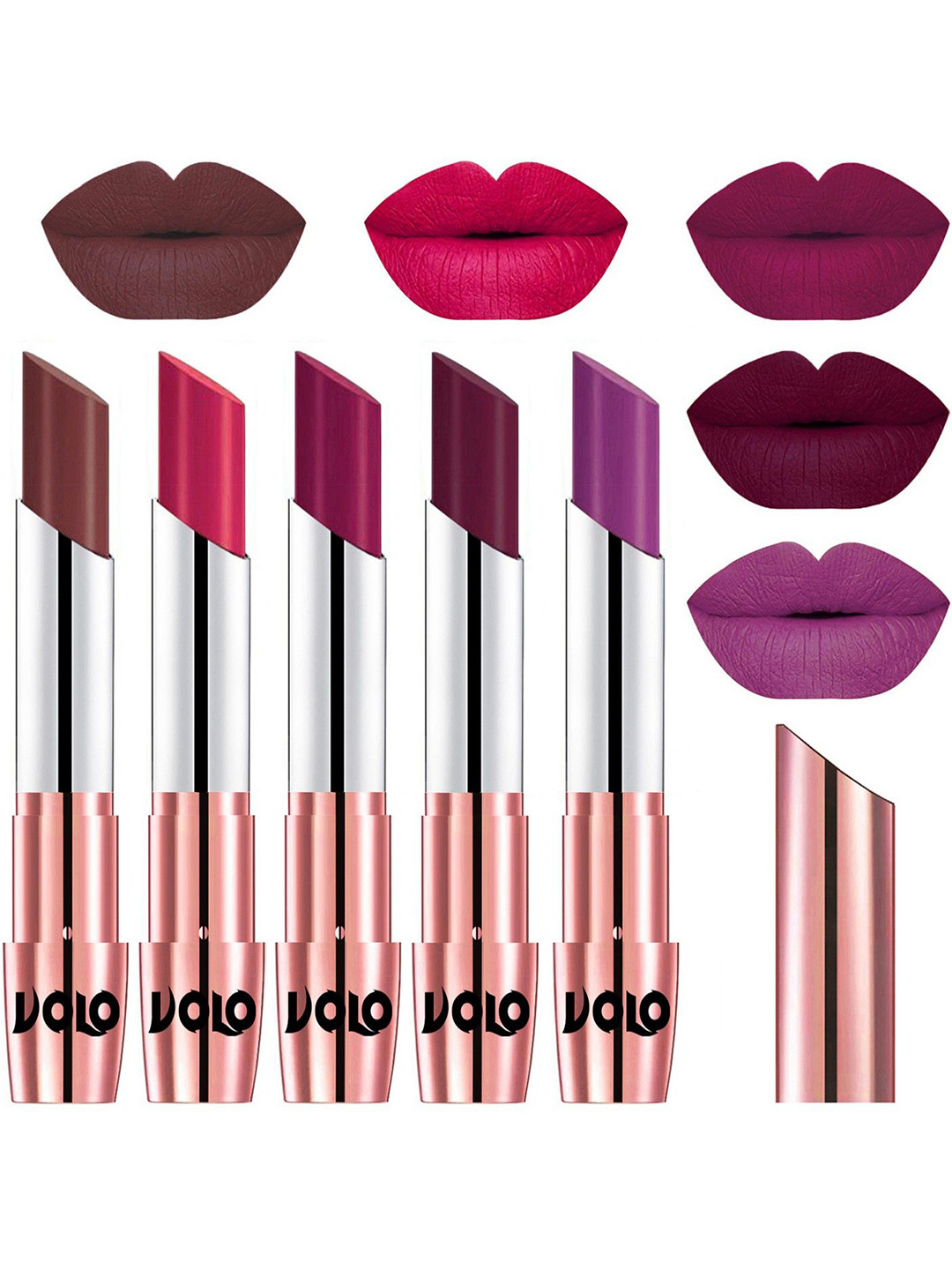 VOLO Set Of 5 Creme Matte Lipstick - 3.5 g Each - 34-44-45-47-48
