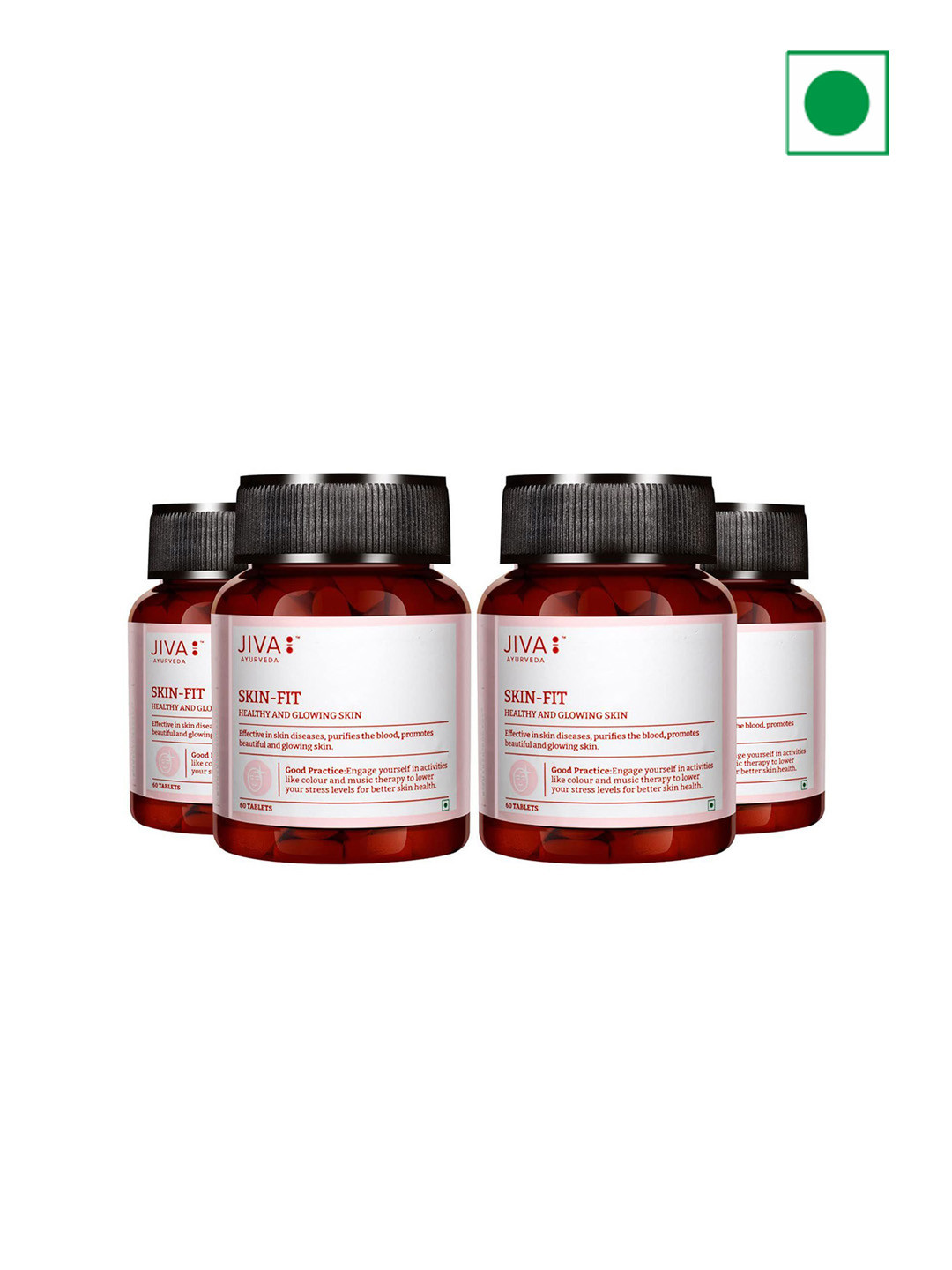 Jiva Set Of 4 Skin-Fit Tablets Improves Skin Health Naturally - 60 Tablets Each
