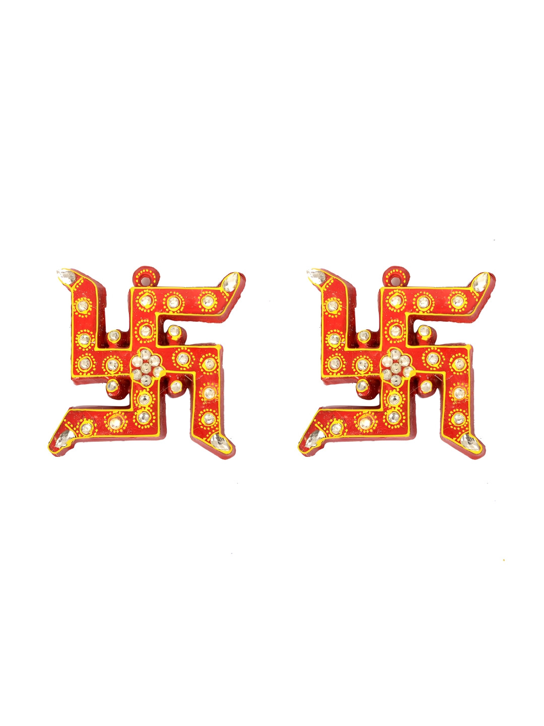 BAISA Red 2 Piece Wooden Swastik Hanging Garlands Festive Decor