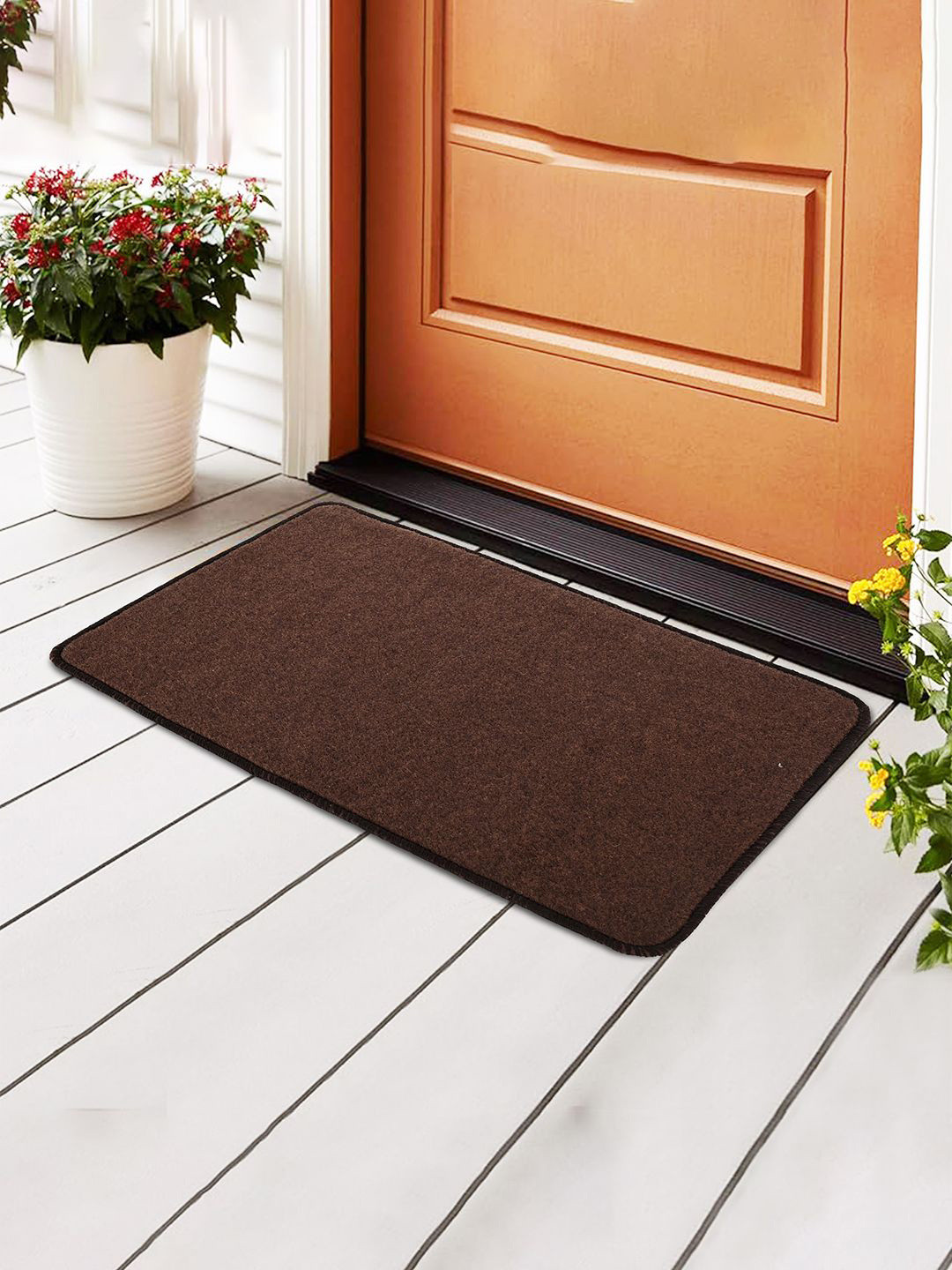 Kuber Industries Brown 6 Pieces Anti Skid Door Mat