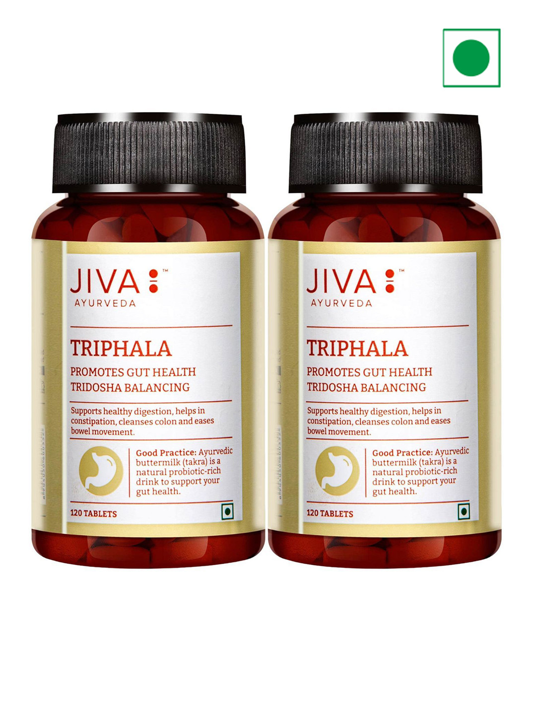 Jiva Set Of 2 Triphala Tablet Improves Digestion & Hair Issues - 120 Tablets Each