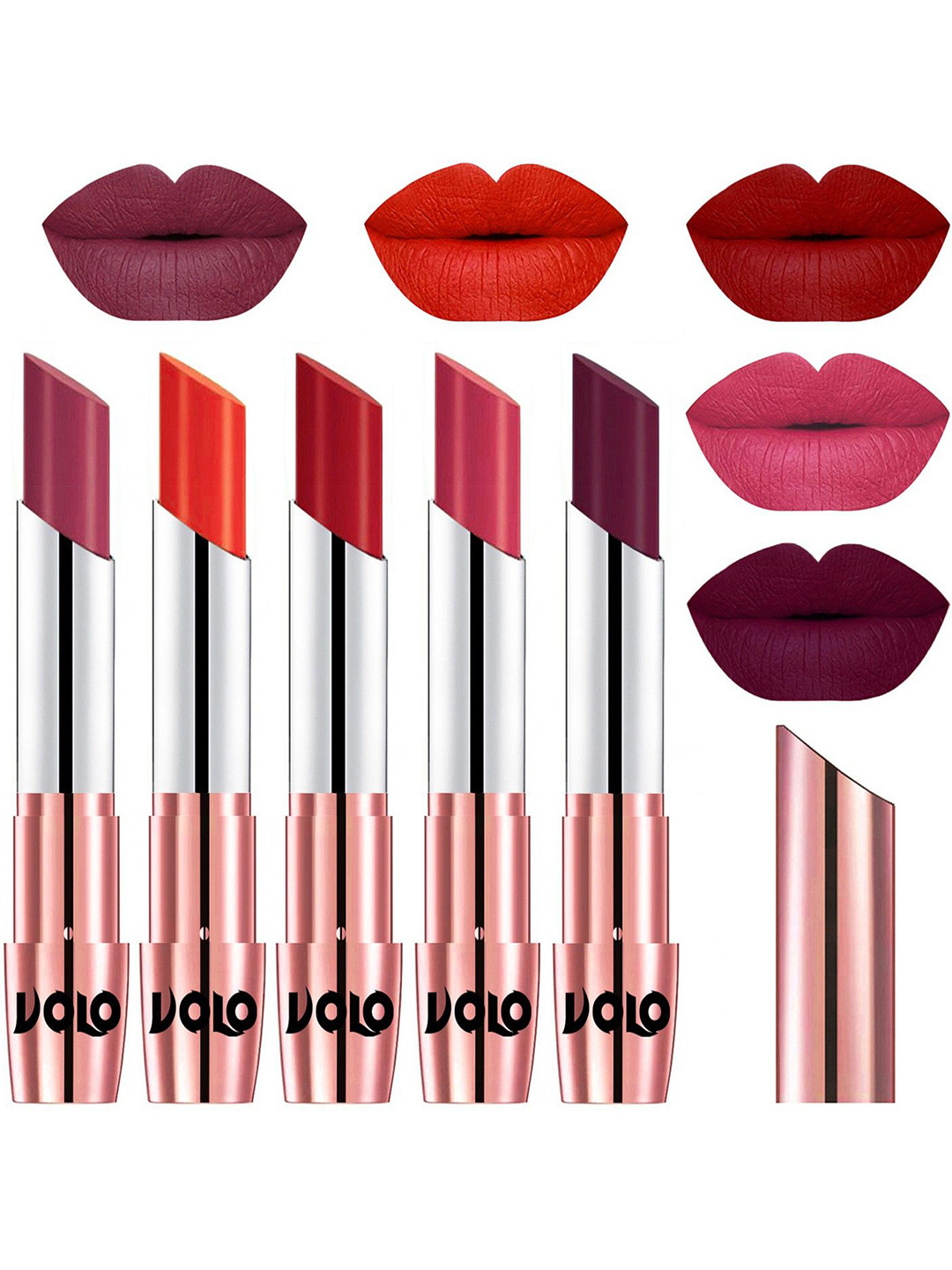 VOLO Set Of 5 Creme Matte Lipstick - 3.5 g Each - 38-39-40-41-47