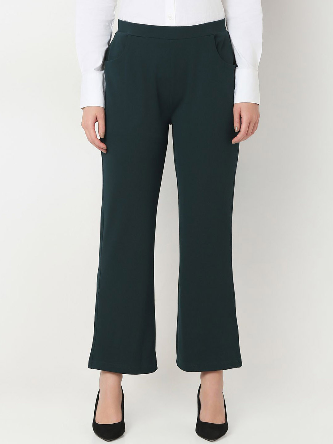 Smarty Pants Women Relaxed Straight Leg Flared Easy Wash Formal Bootcut Trousers