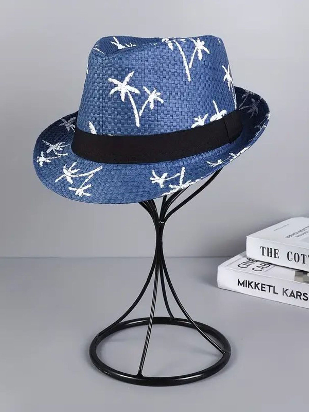 Infispace Men Blue Self Design Regular Fedora Hat