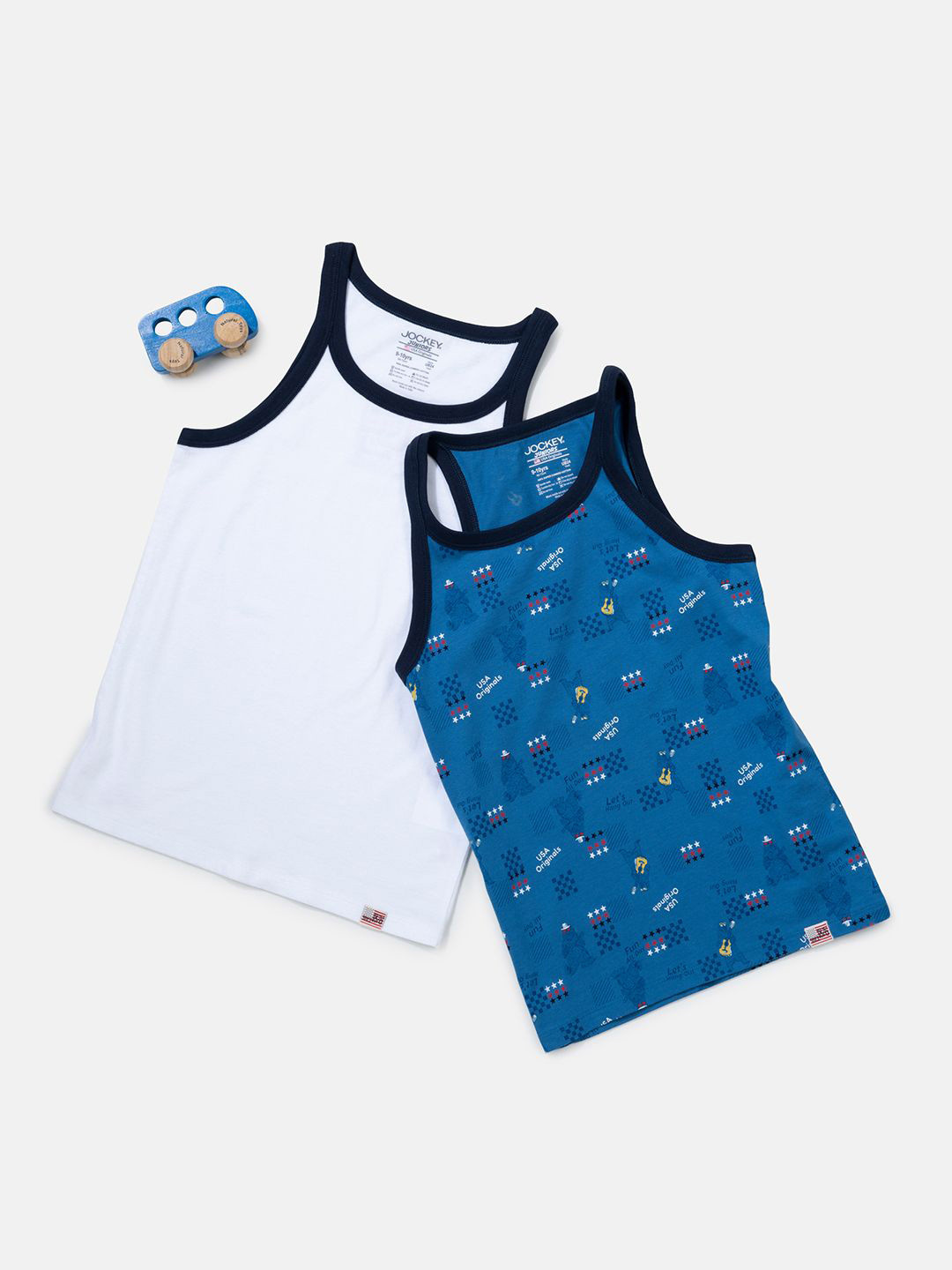 Jockey Boys Pack of 2 Super Combed Cotton Printed Round Neck Sleeveless Vest-ub24