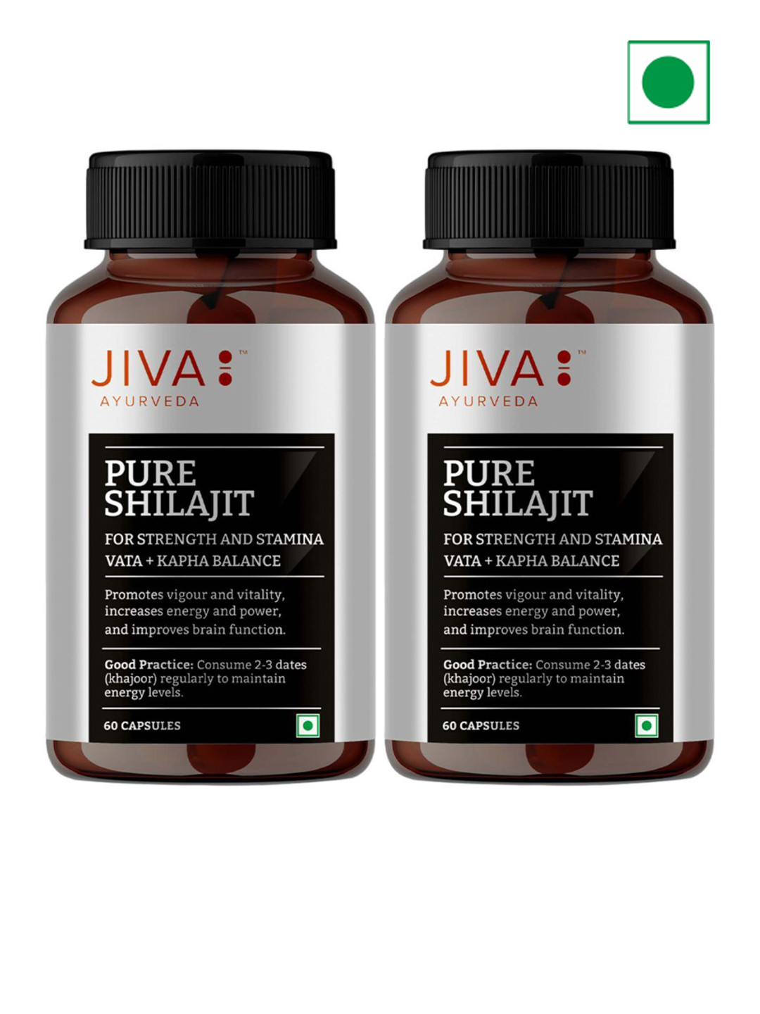 Jiva Set Of 2 Pure Shilajit Capsules 60 Capsules Each