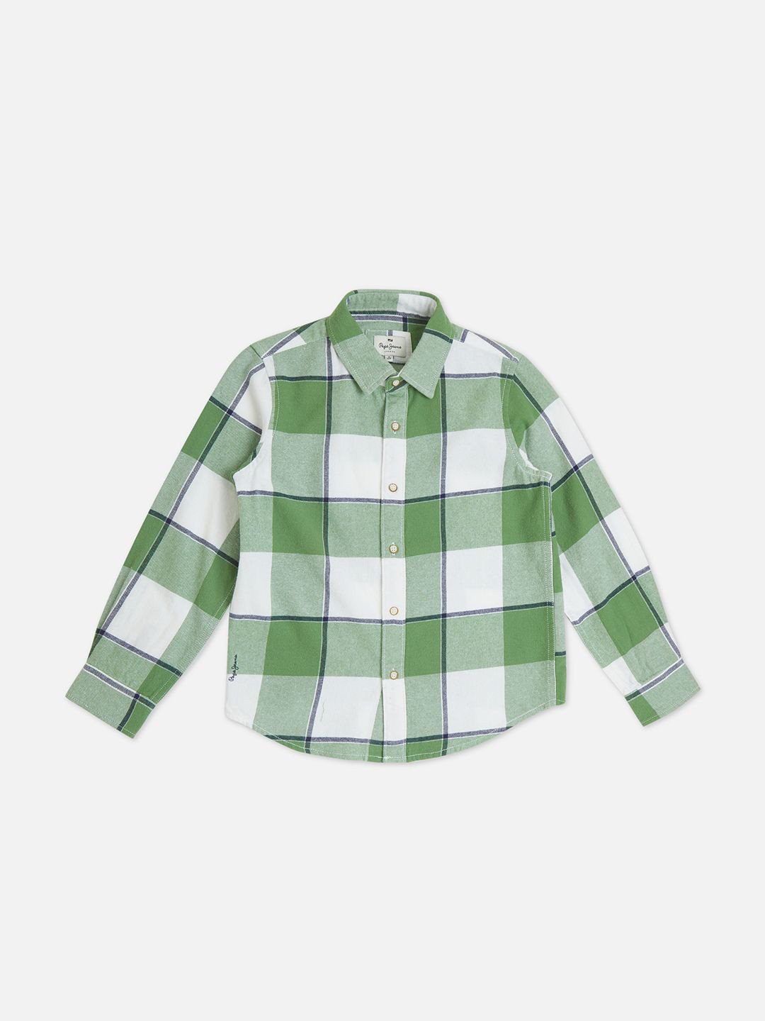 Pepe Jeans Boys Spread Collar Buffalo Checked Cotton Casual Shirt