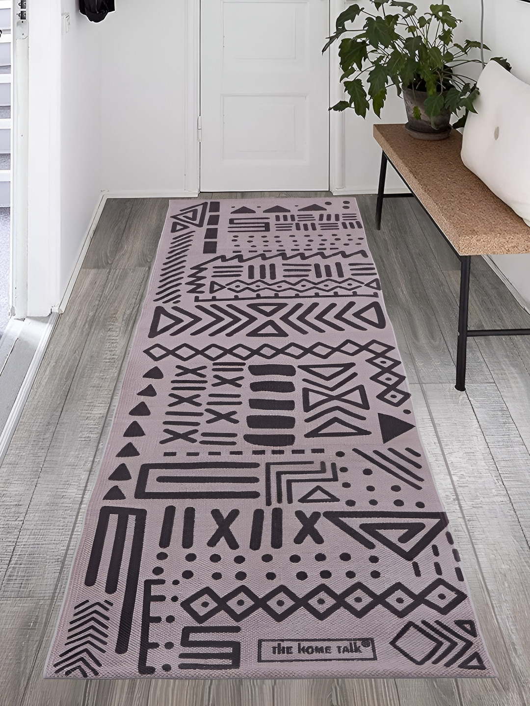 THE HOME TALK Lavender and Black Printed Cotton Yoga Mat