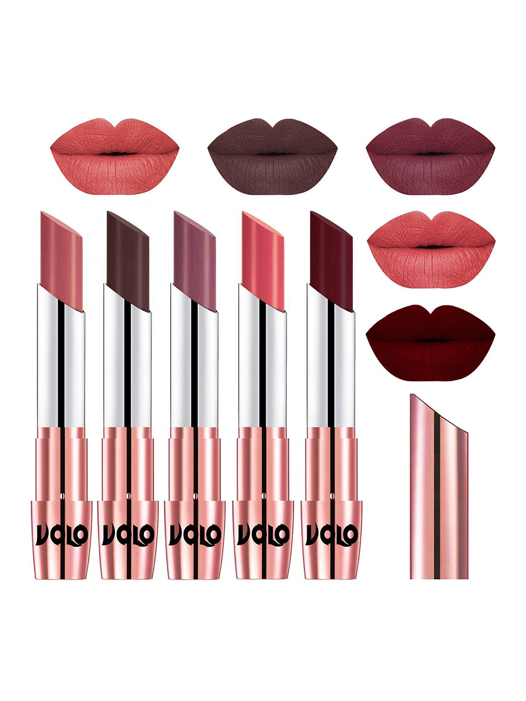 VOLO Set Of 5 Creme Matte Lipstick-3.5 g Each-32-35-36-37-42