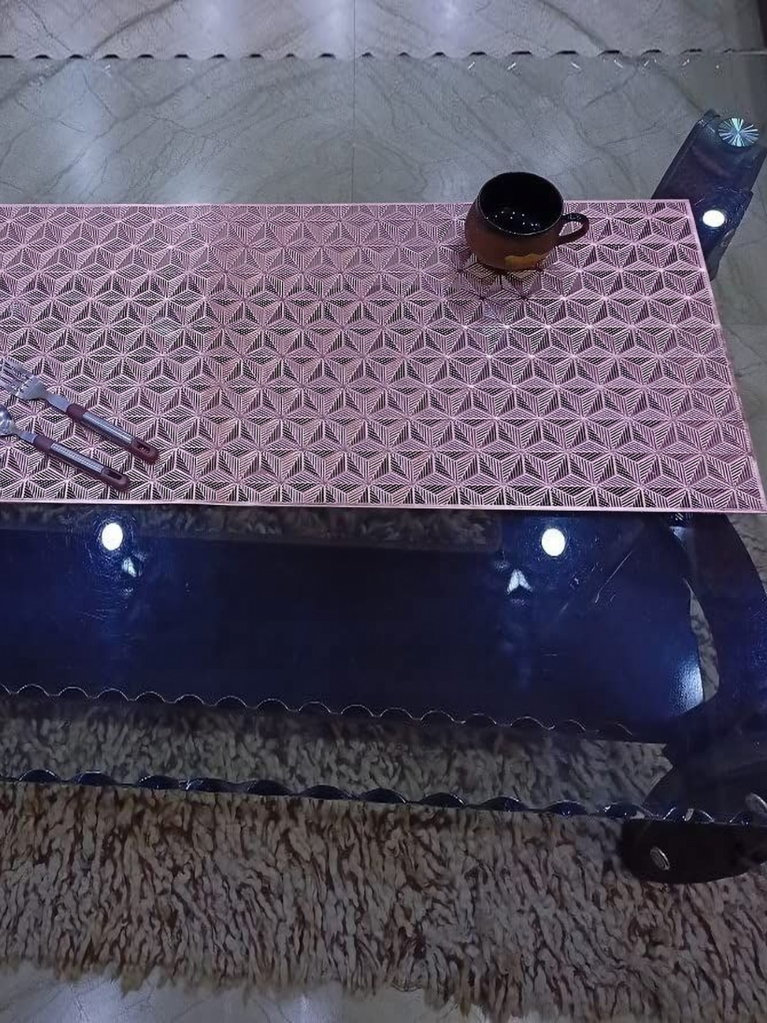 Dakshya Industries Copper Geometric Table Runner