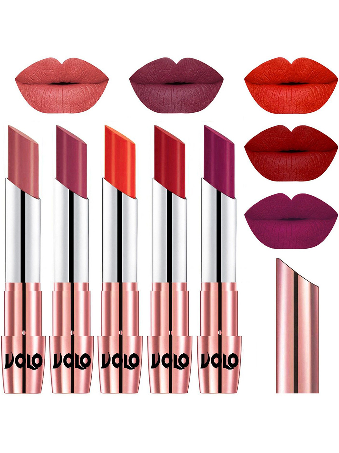 VOLO Set Of 5 Creme Matte Lipstick - 3.5 g Each - 32-38-39-40-45