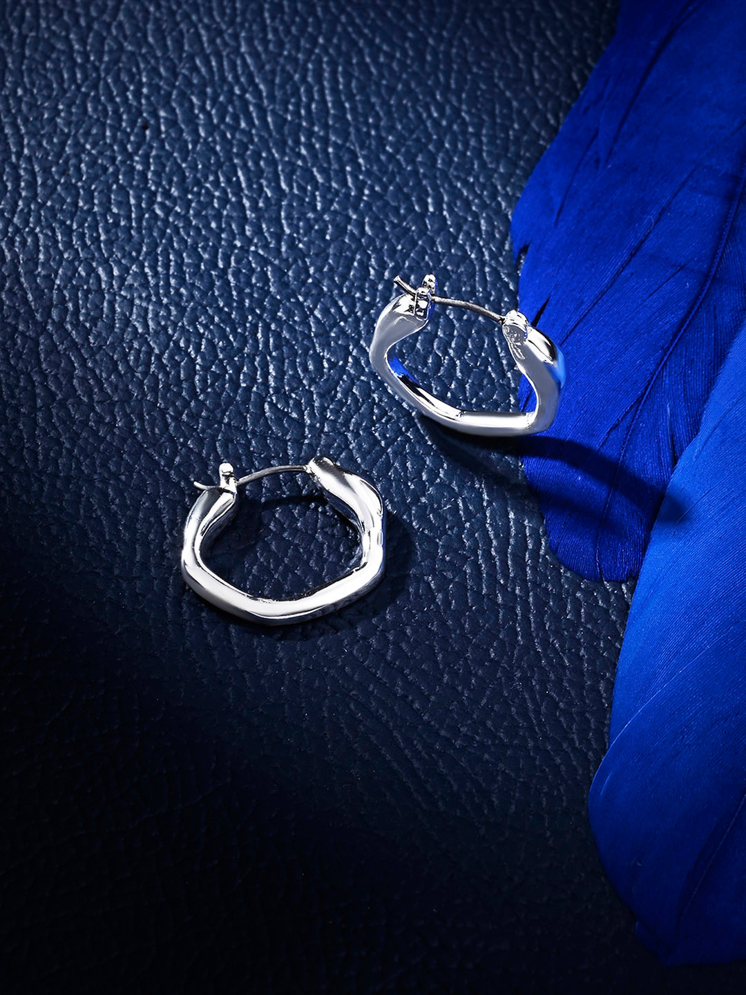 Accessorize Sterling Silver-Plated Small Molten Hoop Earrings
