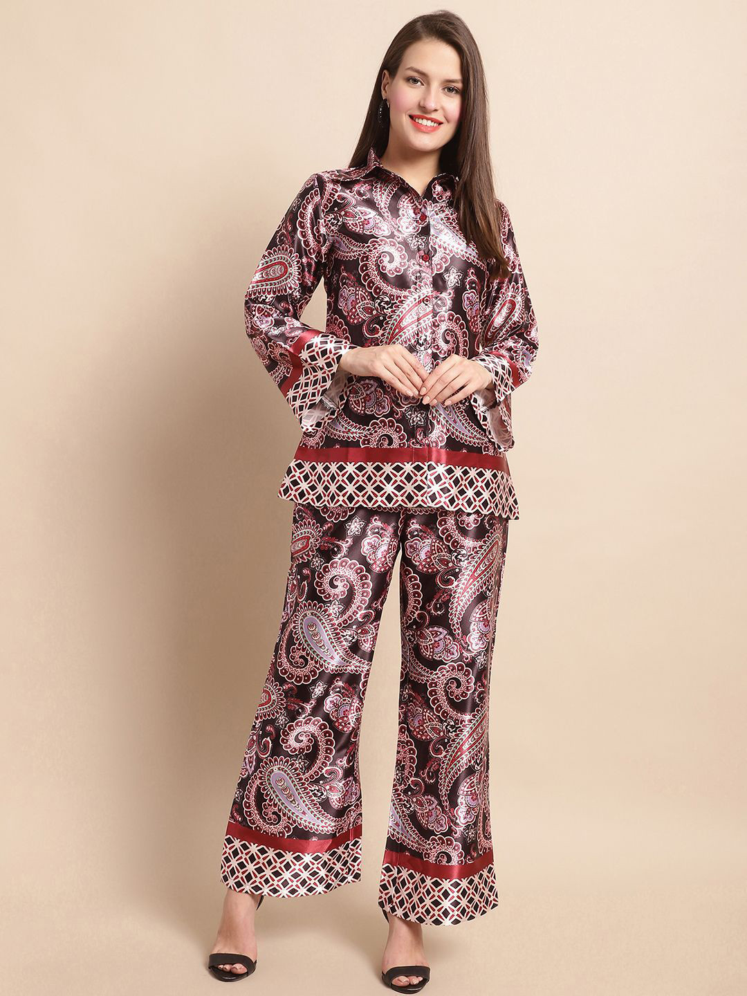 Claura Printed Shirt With Palazzo Co-Ord Set