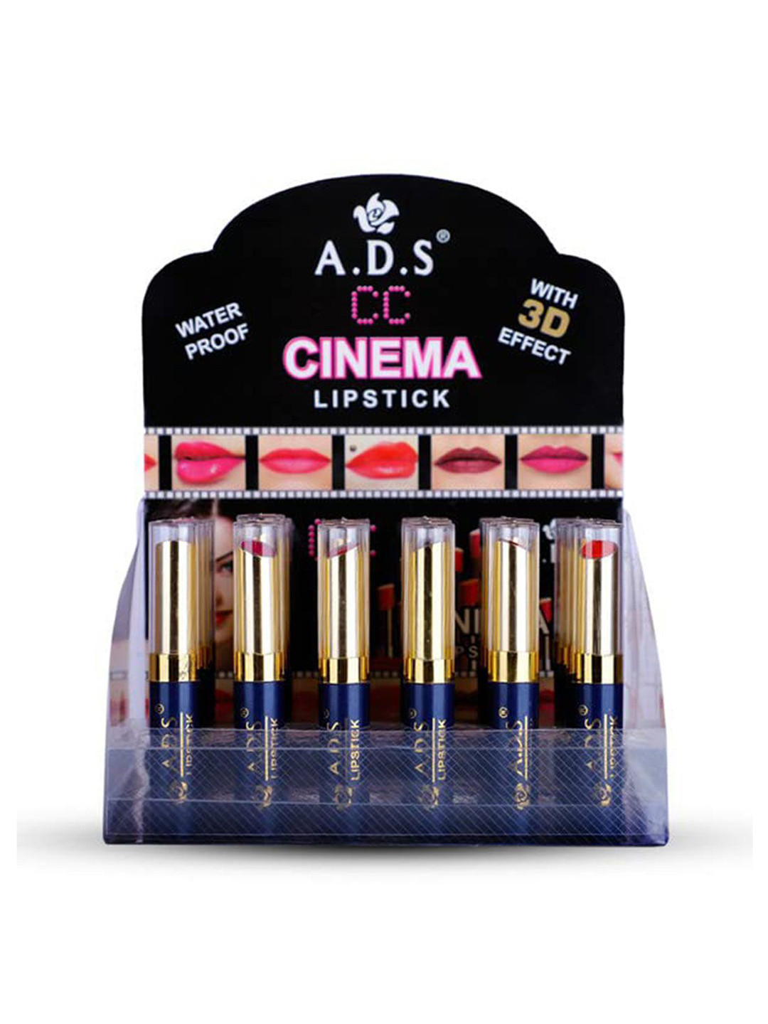 A.D.S Set of 24 CC Cinema Waterproof With 3D Effect Lipstick-2.5g Each Shade-1702-B