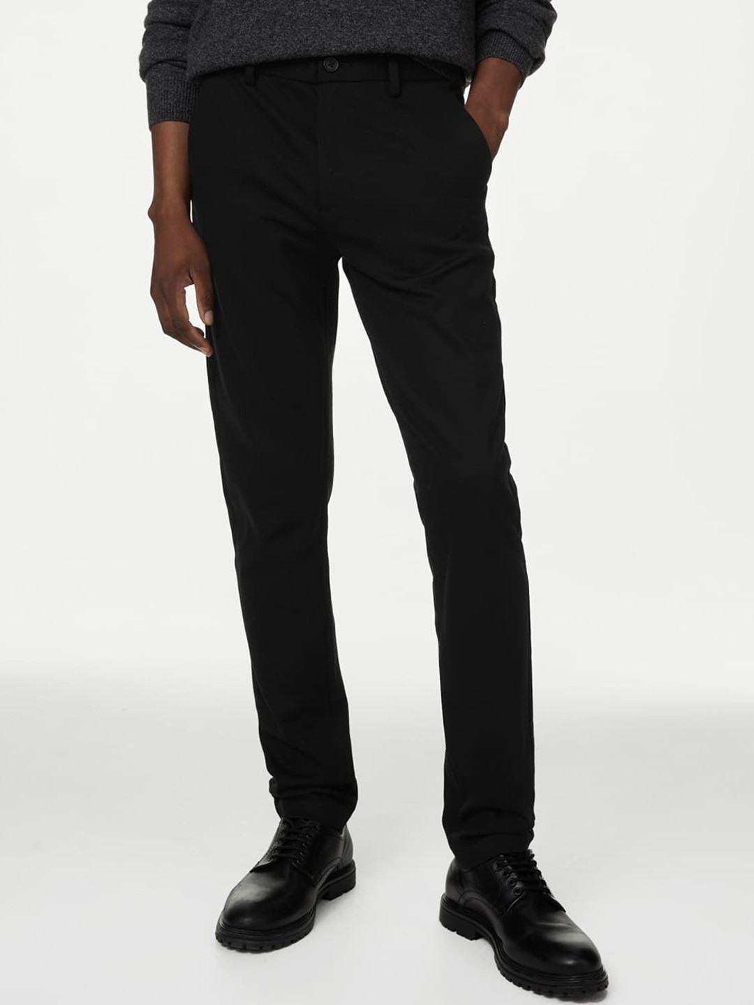 Marks & Spencer Men Slim Fit Trousers T176300SBLACK-BLAC