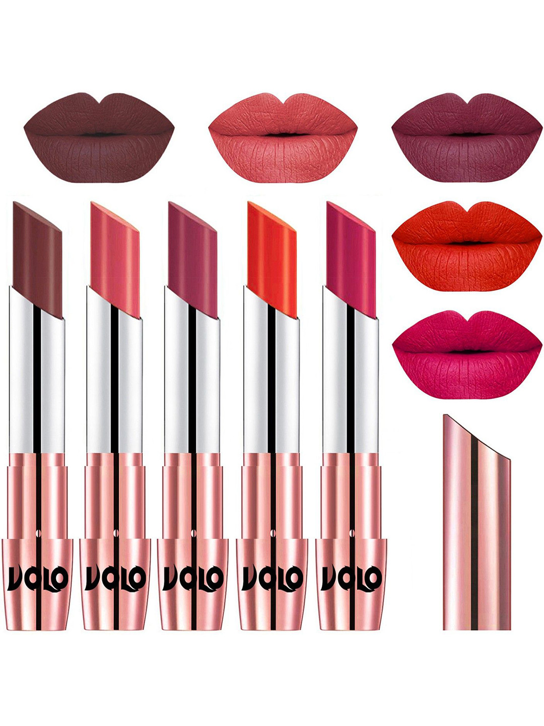 VOLO Set Of 5 Creme Matte Lipstick - 3.5g Each - 34-37-38-39-44