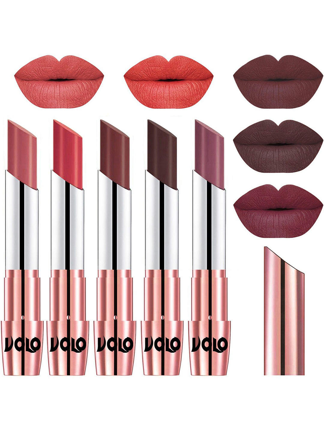 VOLO Set Of 5 Creme Matte Lipstick - 3.5g Each - 32-33-34-35-36