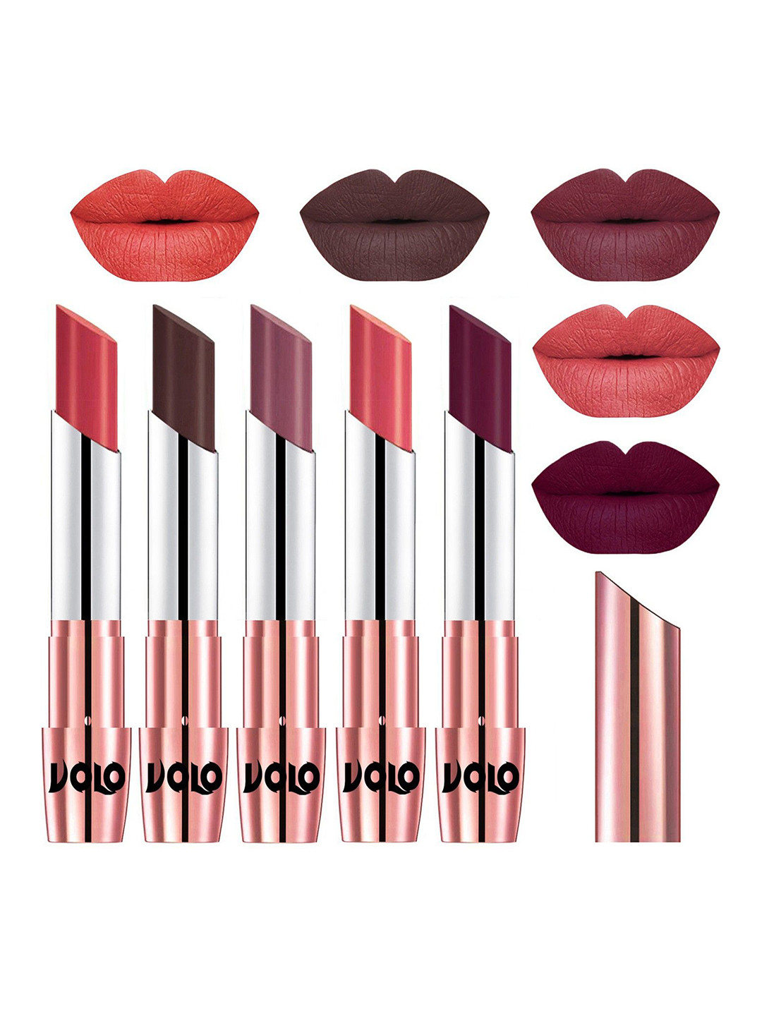 VOLO Set Of 5 Creme Matte Lipstick - 3.5 g Each - 33-35-36-37-47