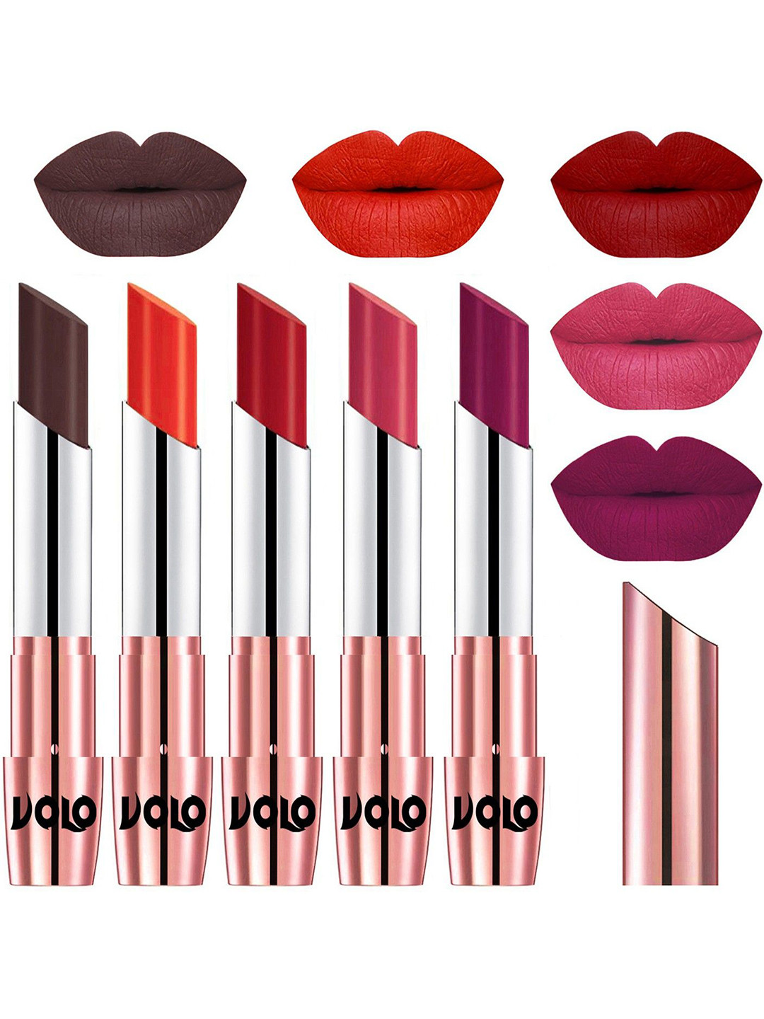 VOLO Set Of 5 Creme Matte Lipstick - 3.5 g Each - 35-39-40-41-45