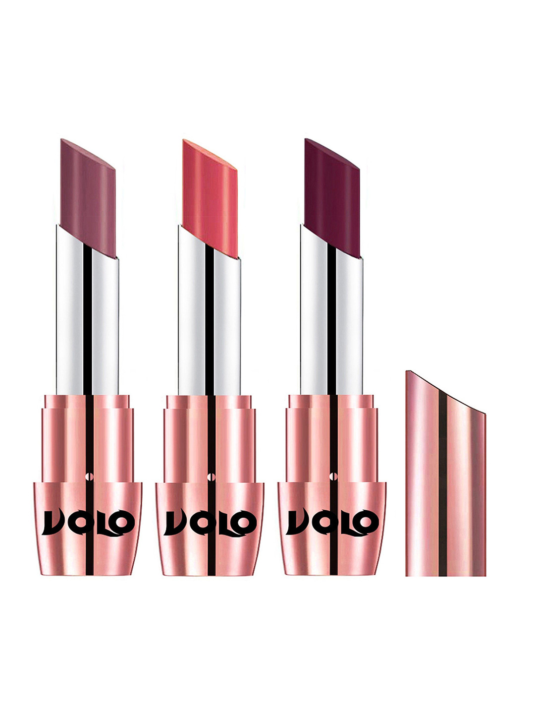 VOLO Set Of 3 Creme Matte Lipstick 3.5g Each - Plum 636-Dark Peach 637-Wine 647