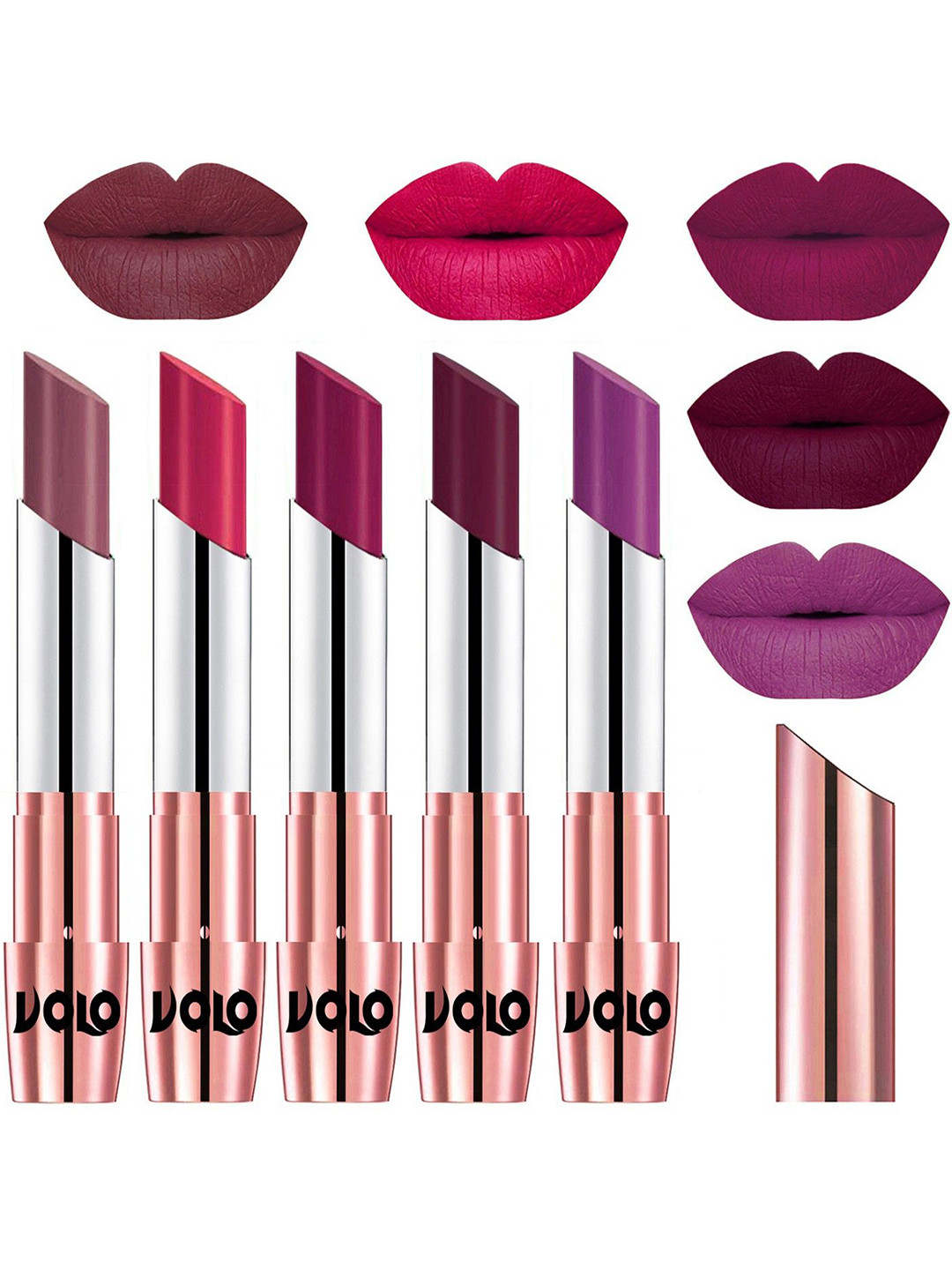 VOLO Set Of 5 Creme Matte Lipstick - 3.5 g Each - 36-44-45-47-48