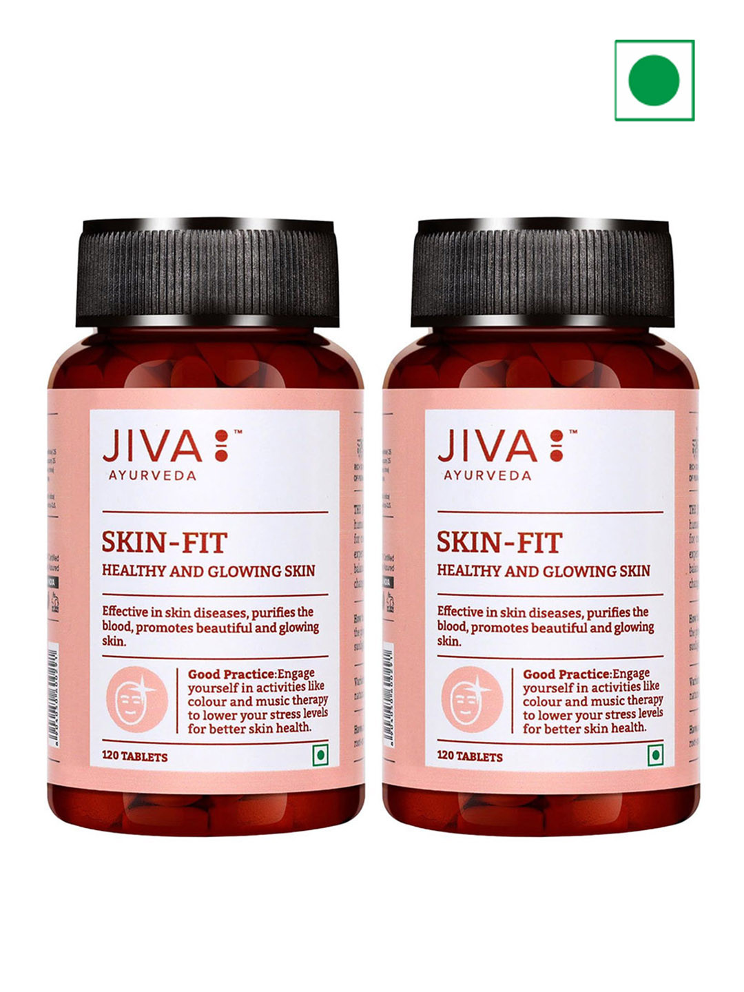 Jiva Set Of 2 Skin-Fit Tablets Improves Skin Health Naturally - 120 Tablets Each