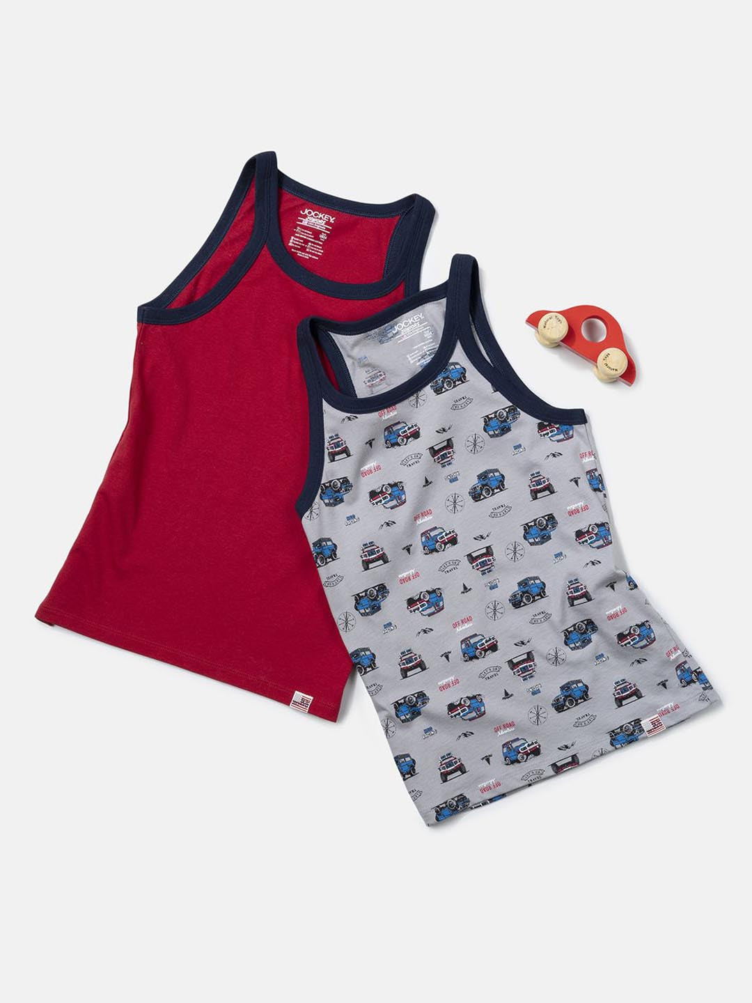 Jockey Boy Pack of 2 Super Combed Cotton Printed Round Neck Sleeveless Vest-ub24