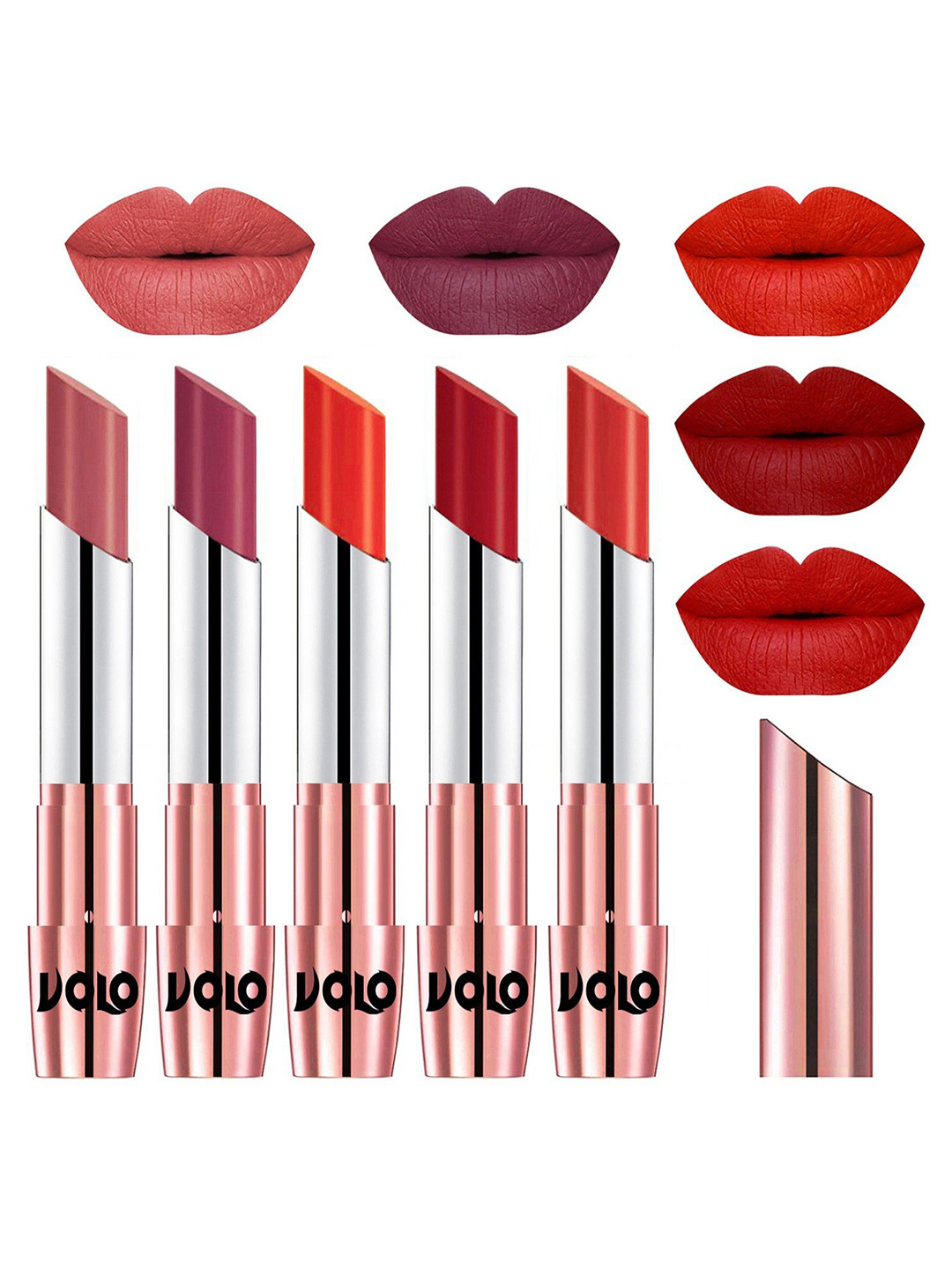 VOLO Set Of 5 Creme Matte Lipstick - 3.5 g Each - 32-38-39-40-49
